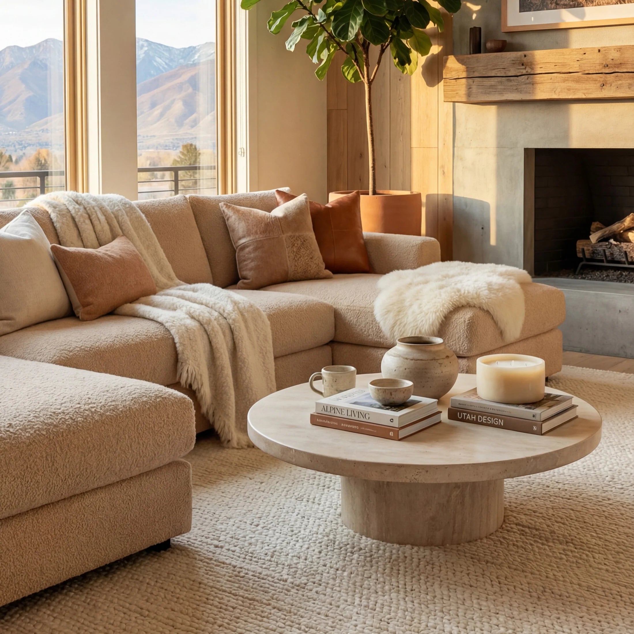 Cuddle Cashew Three-Piece Double Chaise Sectional