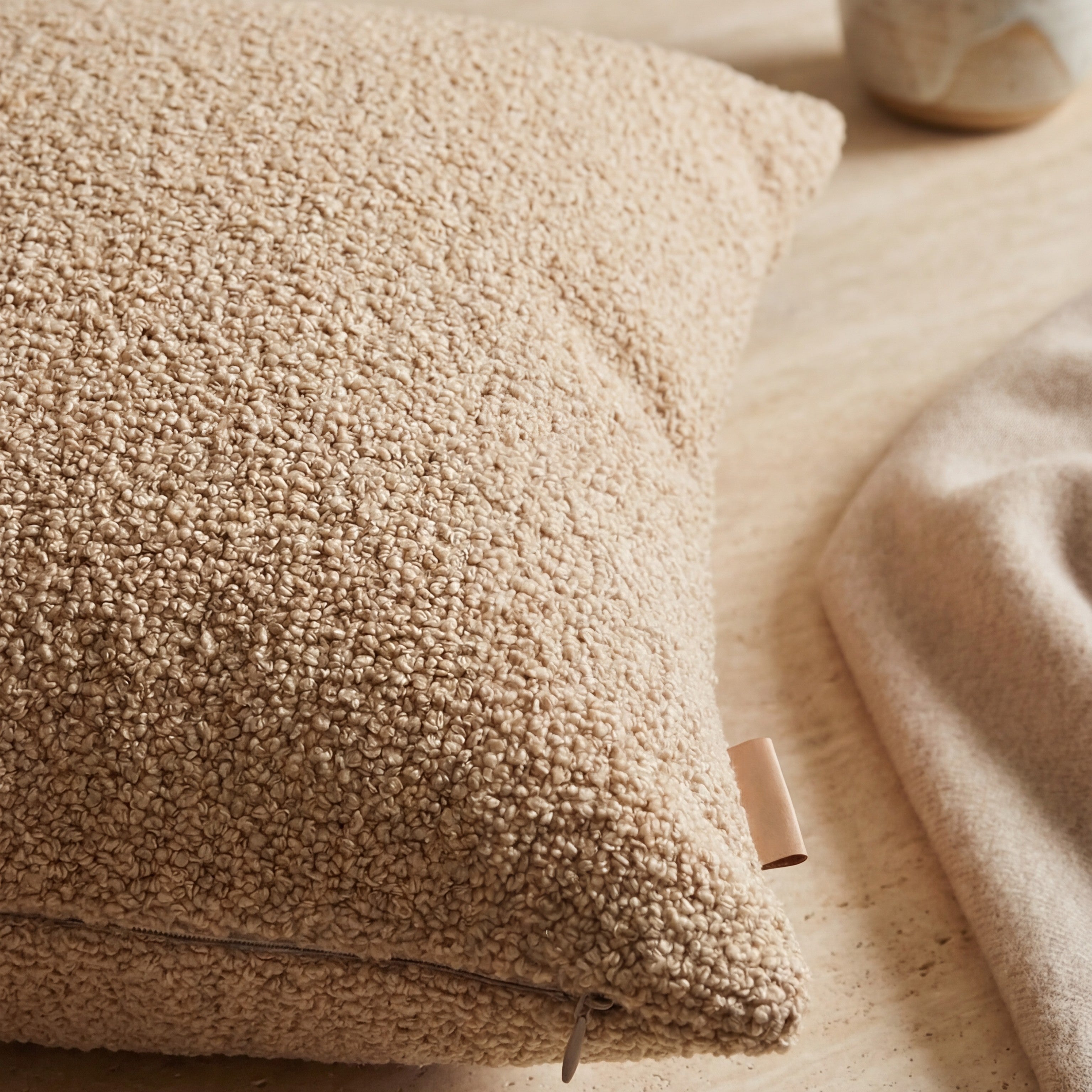 Cuddle Bouclé Throw Pillow Cashew