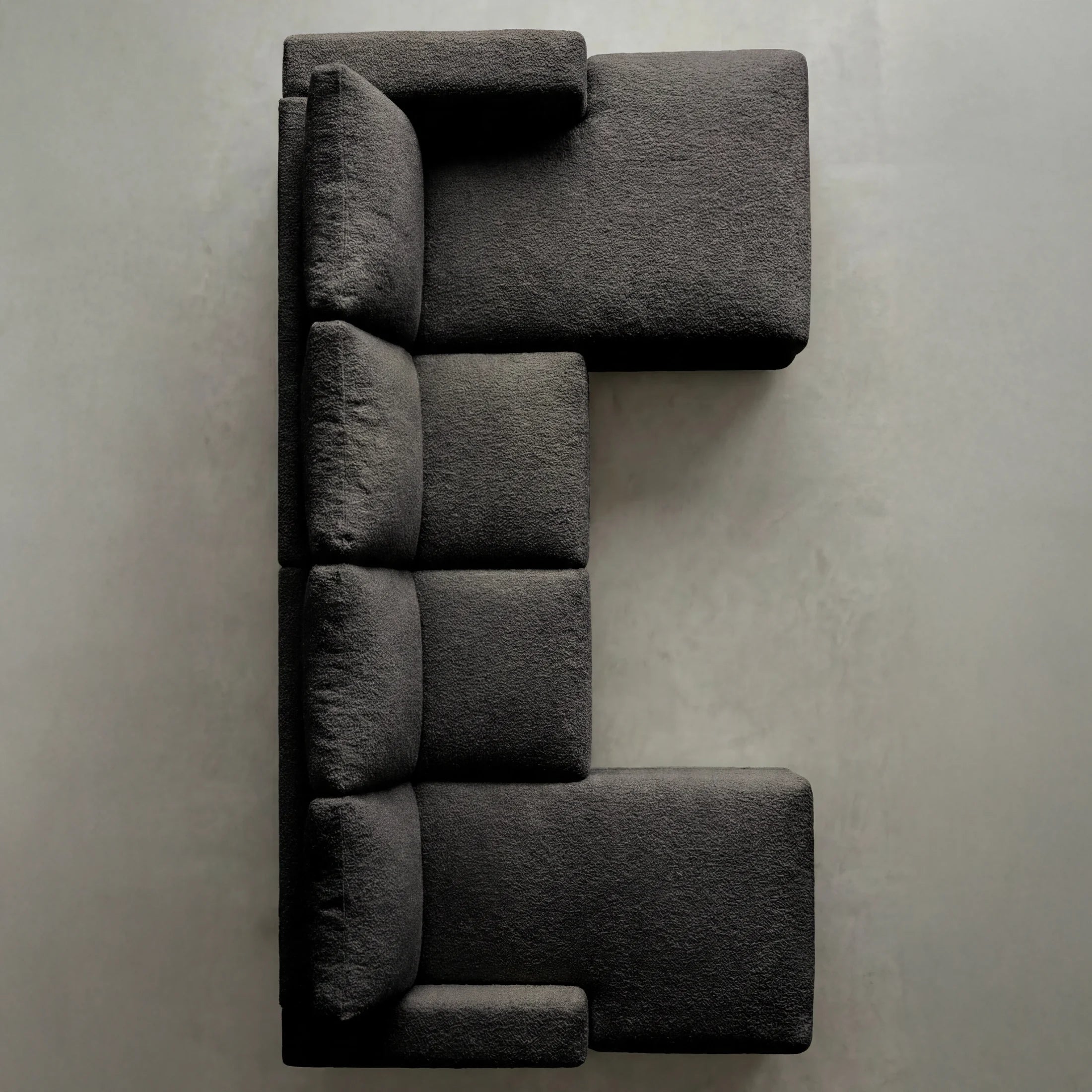 Cuddle Charcoal Three-Piece Double Chaise Sectional