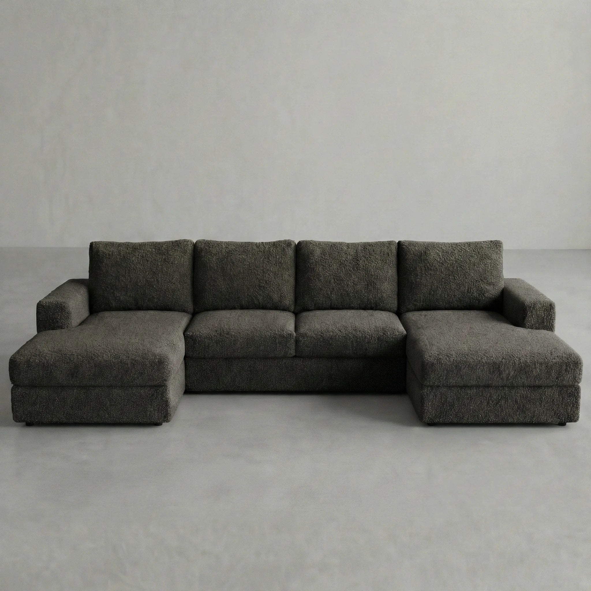 Cuddle Charcoal Three-Piece Double Chaise Sectional