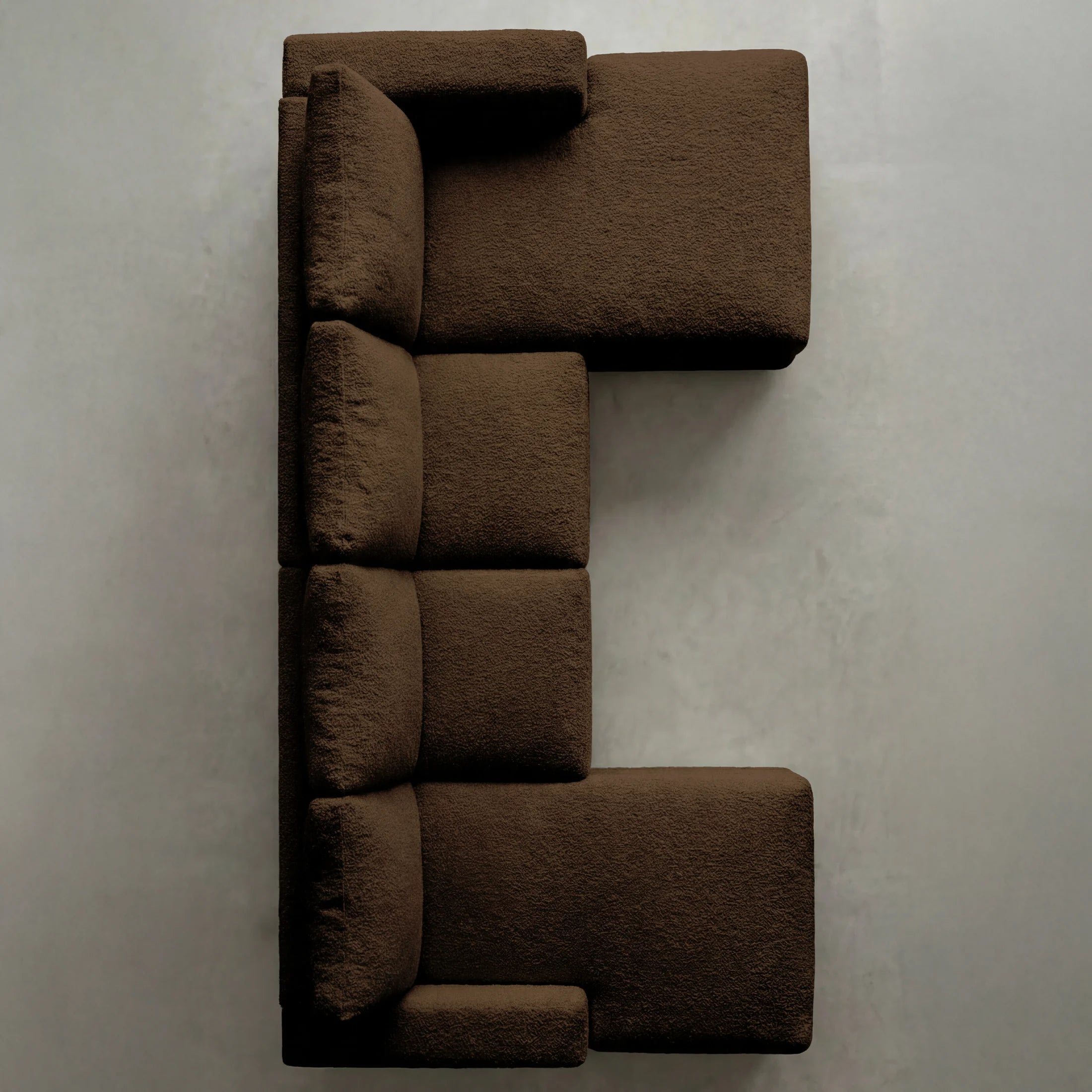 Cuddle Chocolate Three-Piece Double Chaise Sectional