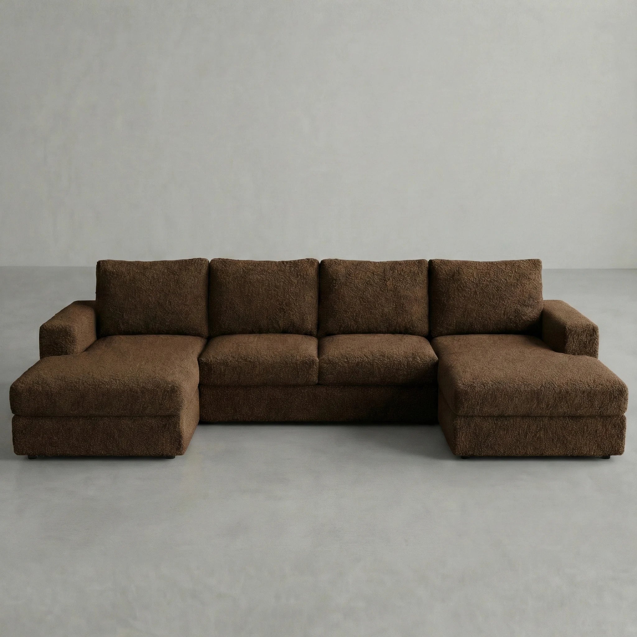 Cuddle Chocolate Three-Piece Double Chaise Sectional