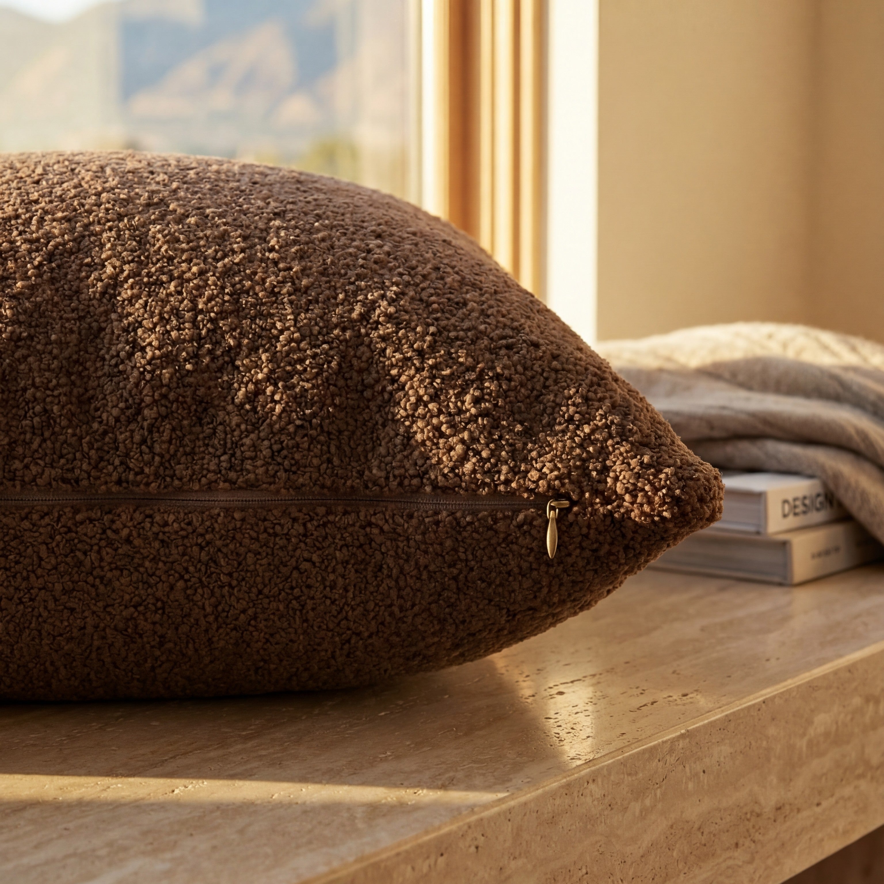 24" Cuddle Bouclé Throw Pillow Chocolate