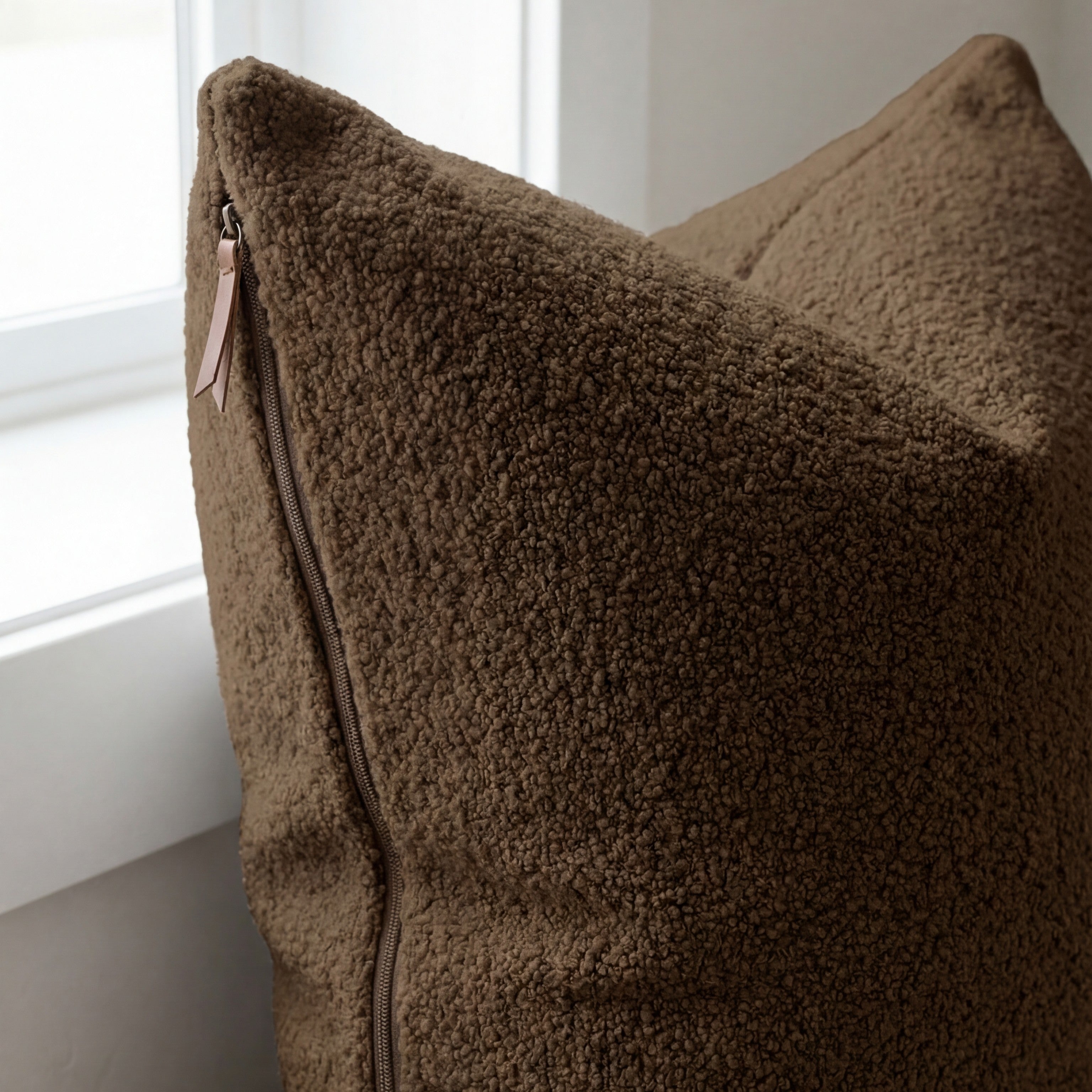 24" Cuddle Bouclé Throw Pillow Chocolate