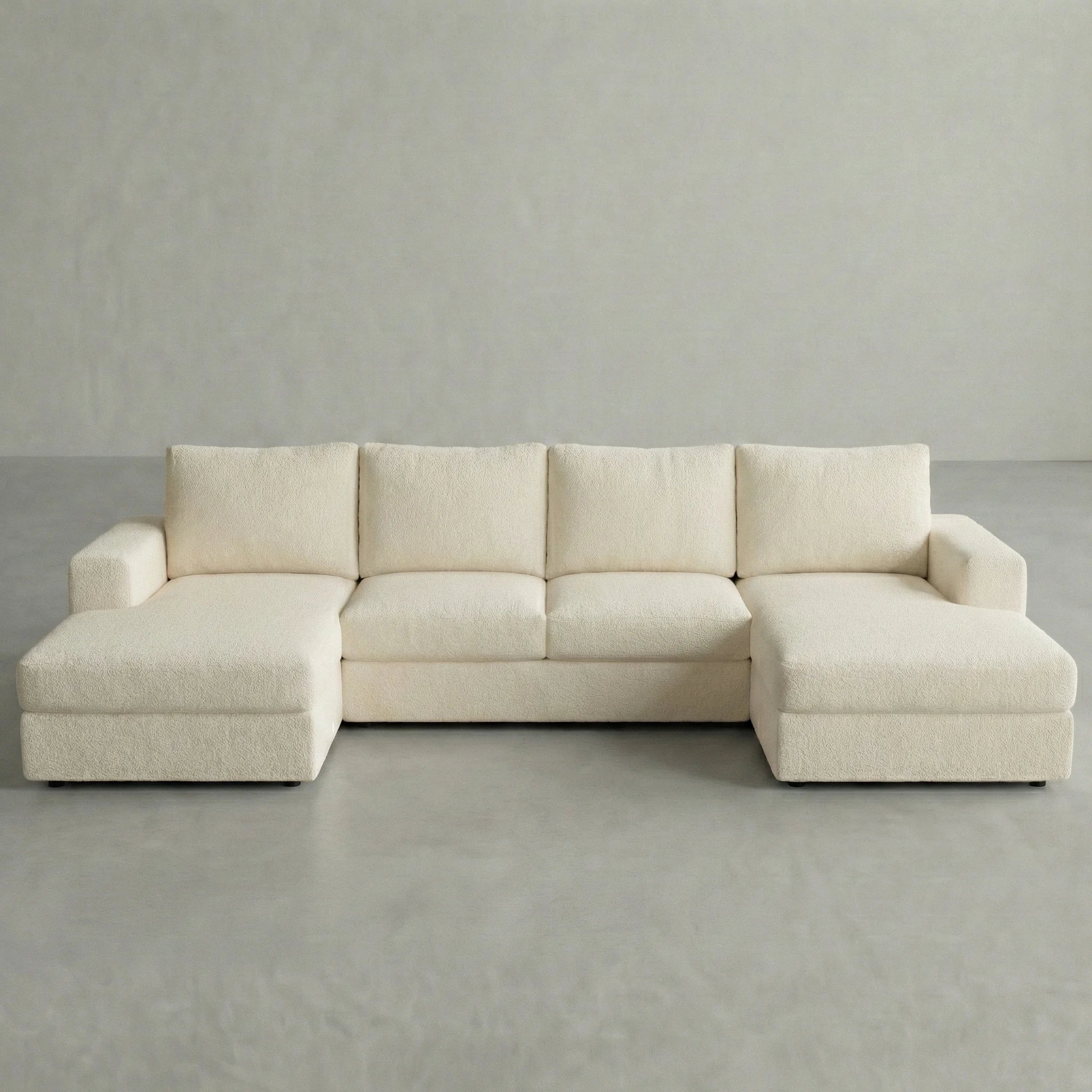 Cuddle Cream Three-Piece Double Chaise Sectional