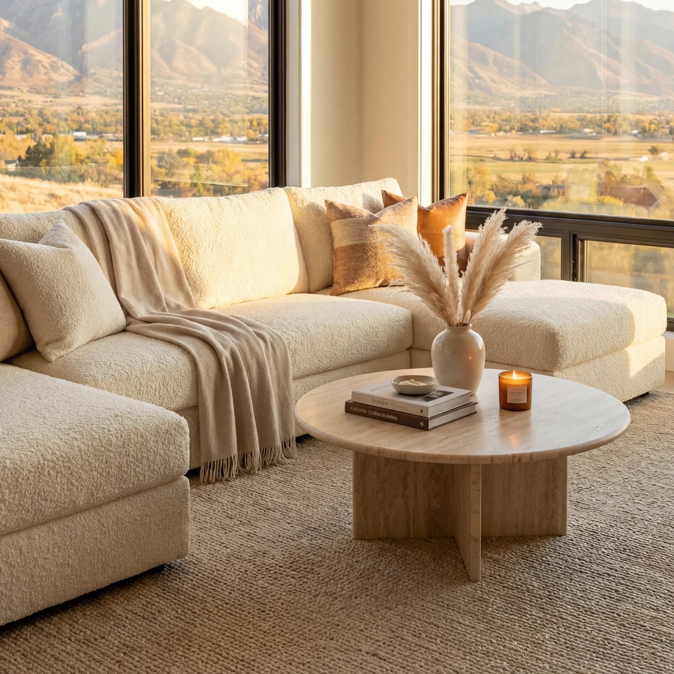Cuddle Cream Three-Piece Double Chaise Sectional