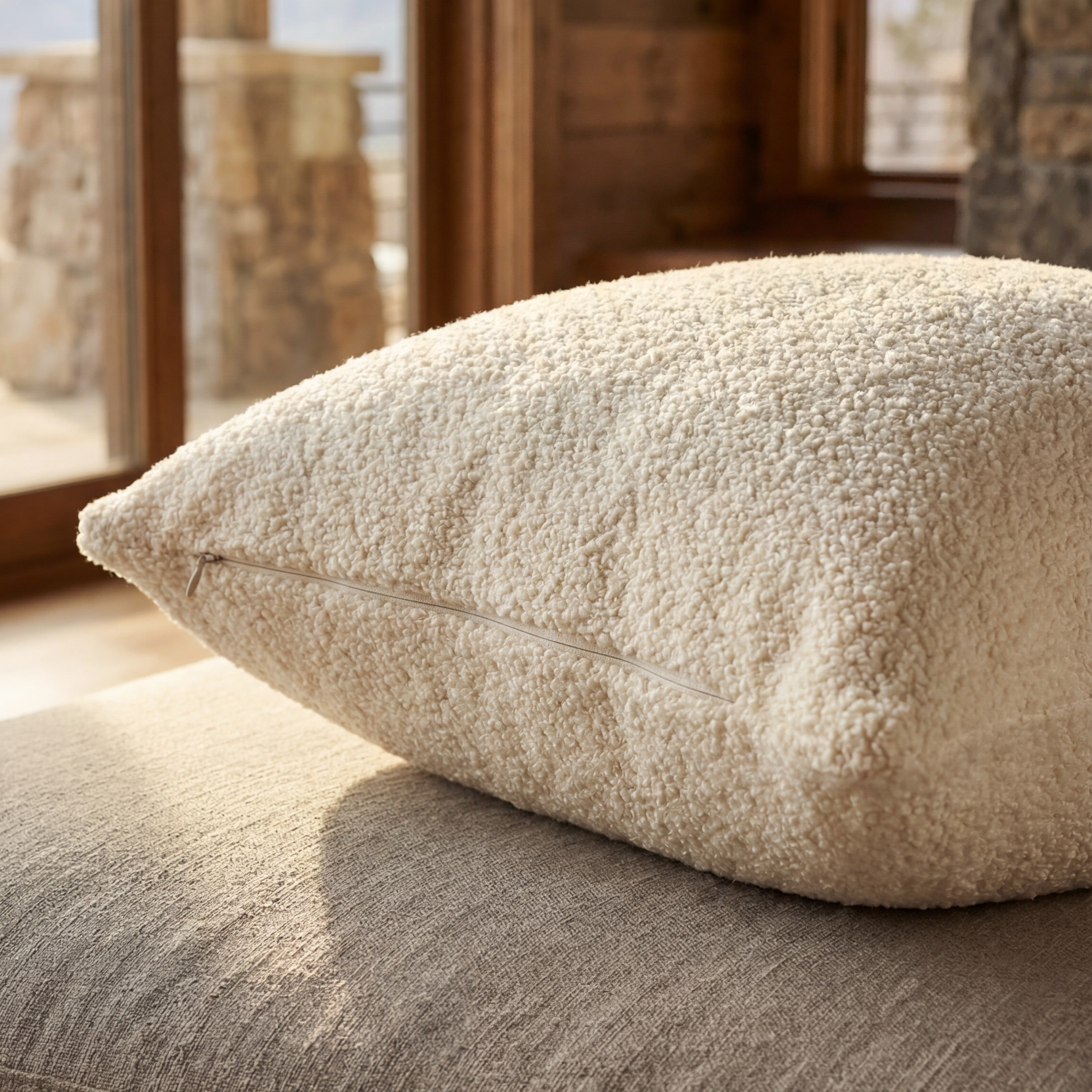 24" Cuddle Bouclé Throw Pillow Cream
