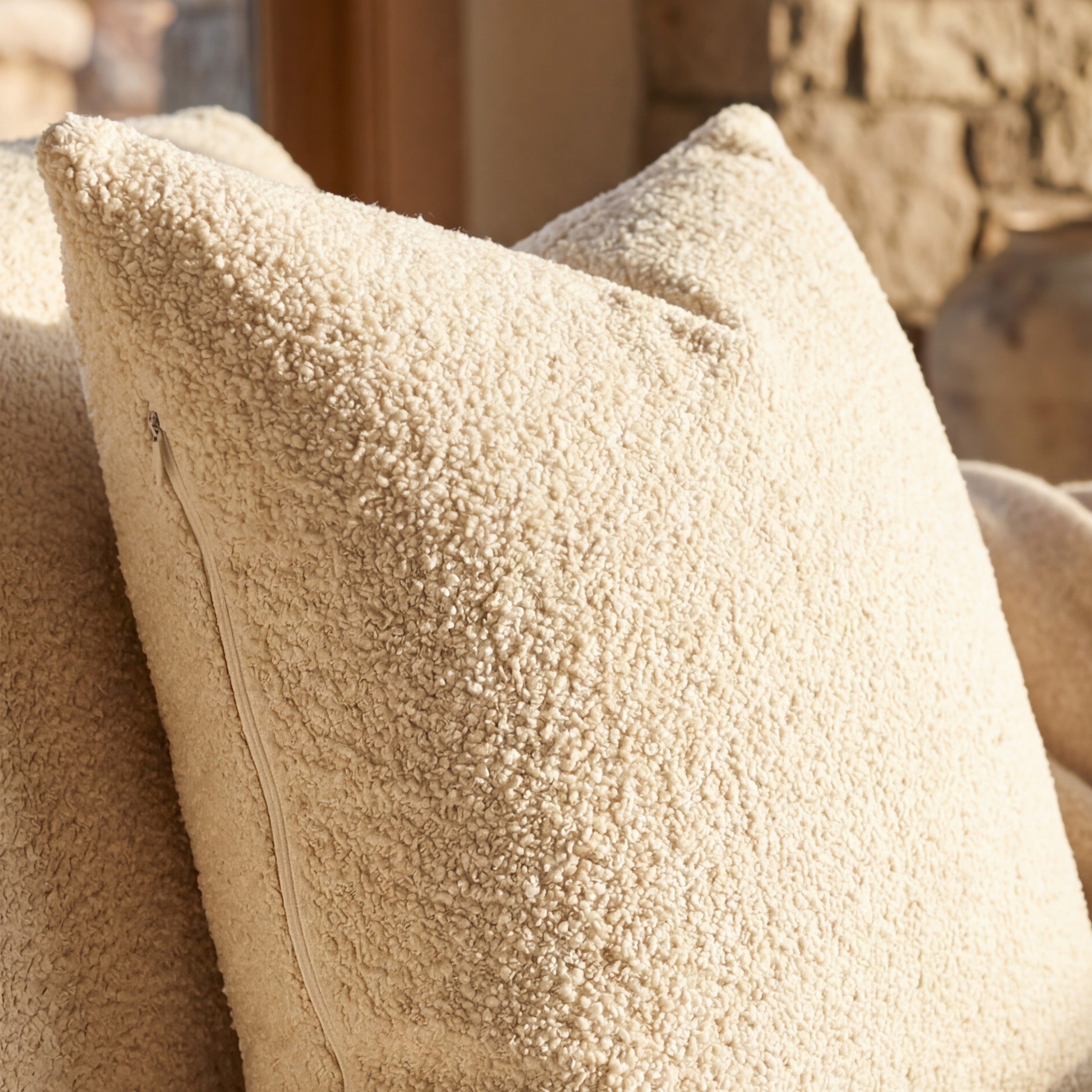 24" Cuddle Bouclé Throw Pillow Cream