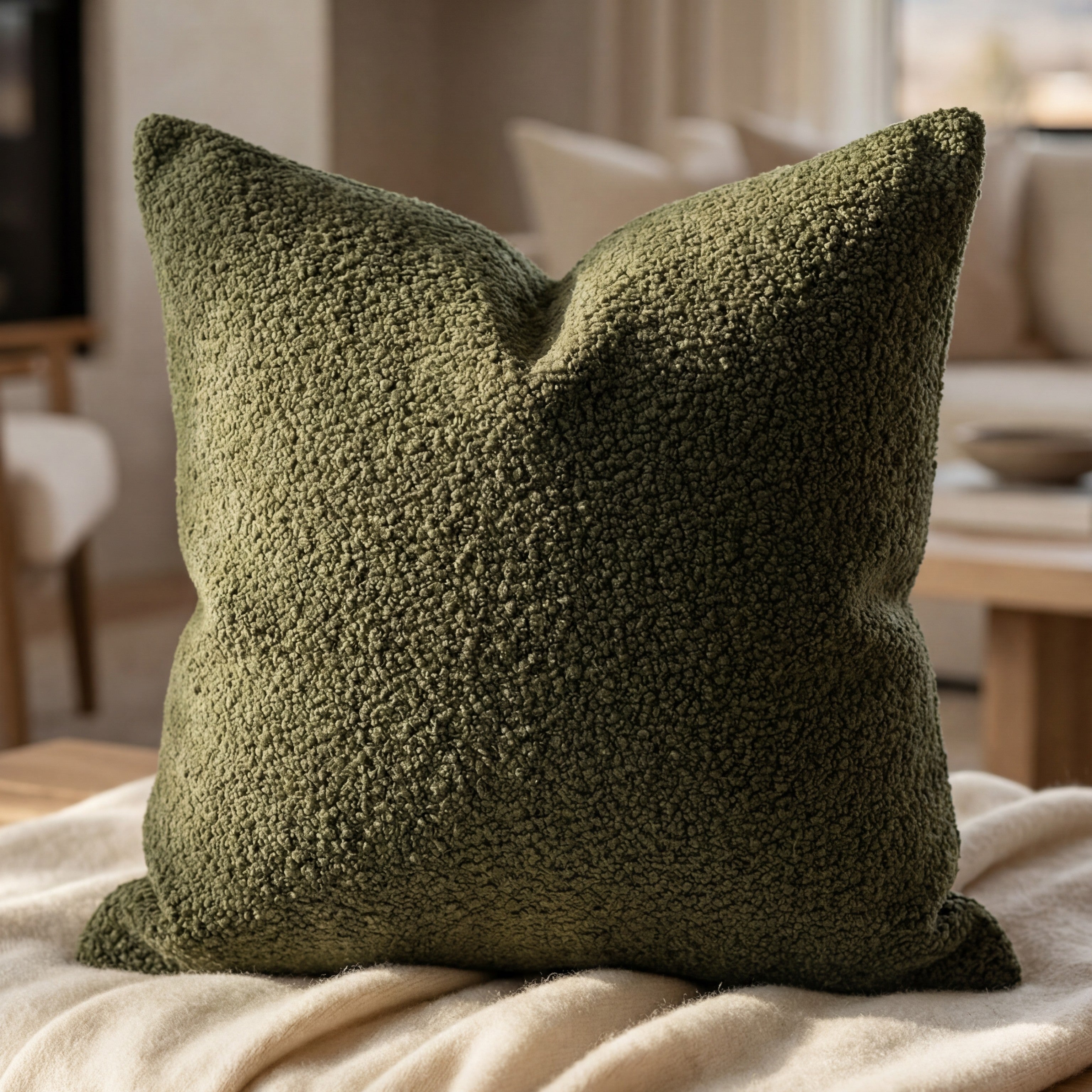 24" Cuddle Bouclé Throw Pillow Moss