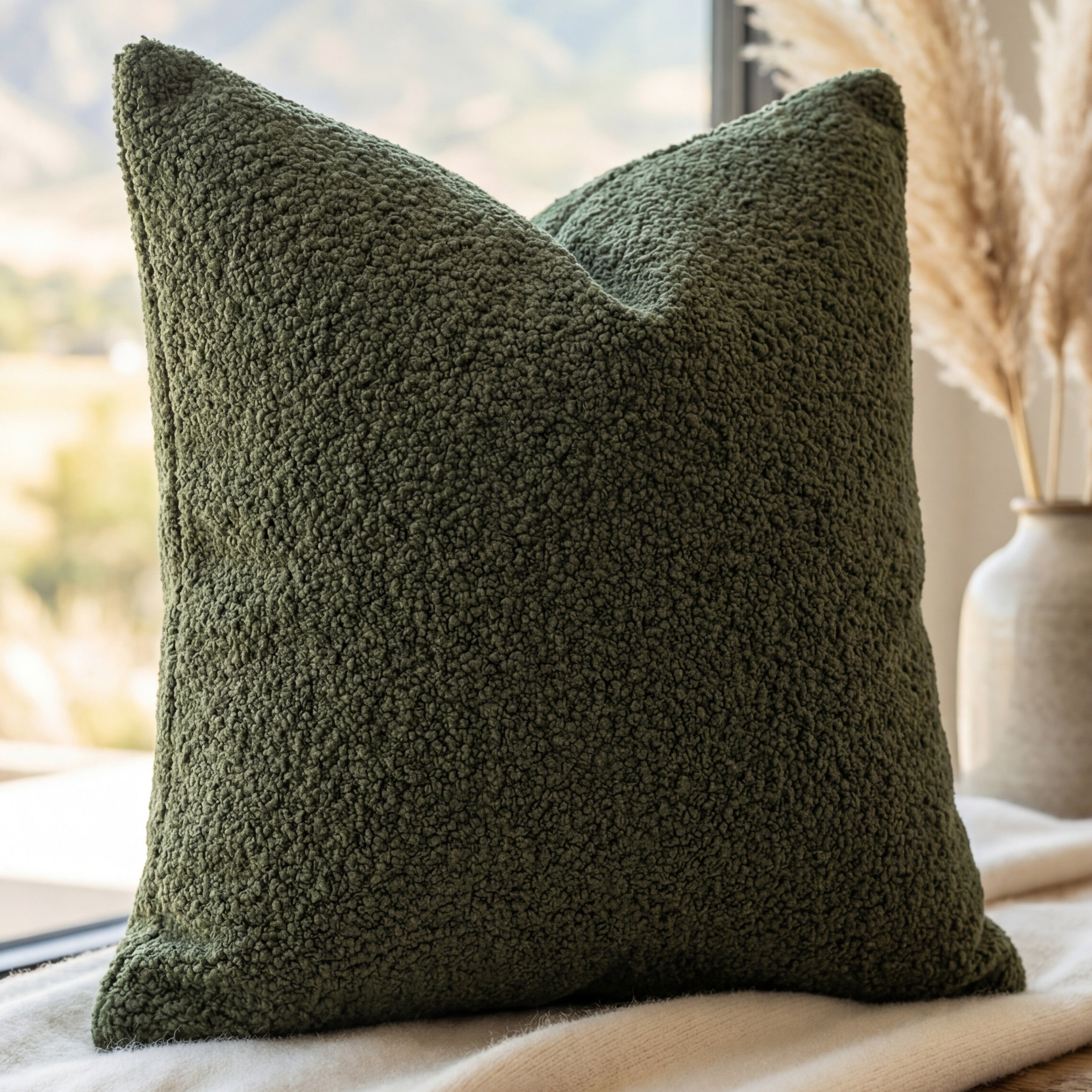 24" Cuddle Bouclé Throw Pillow Moss