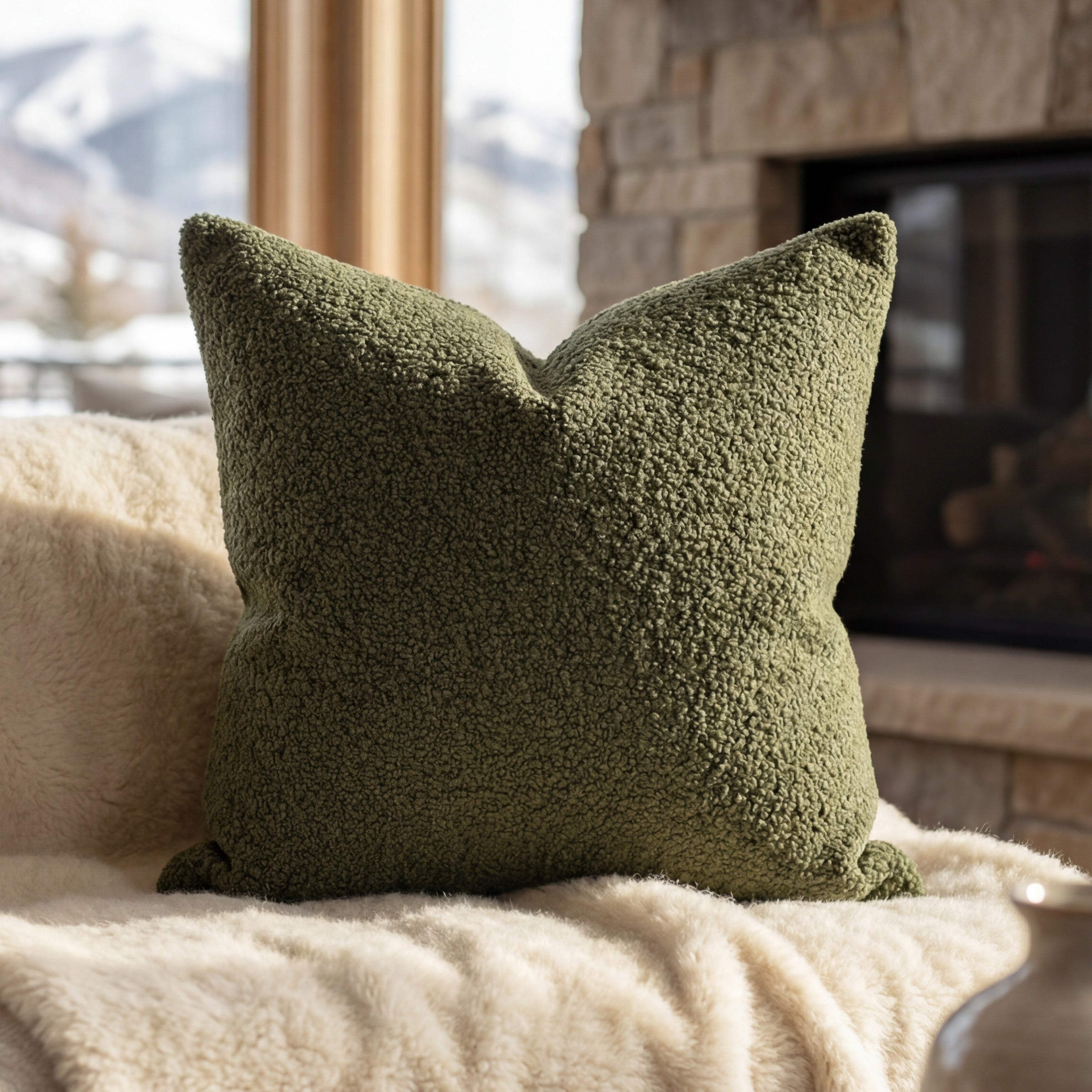 24" Cuddle Bouclé Throw Pillow Moss