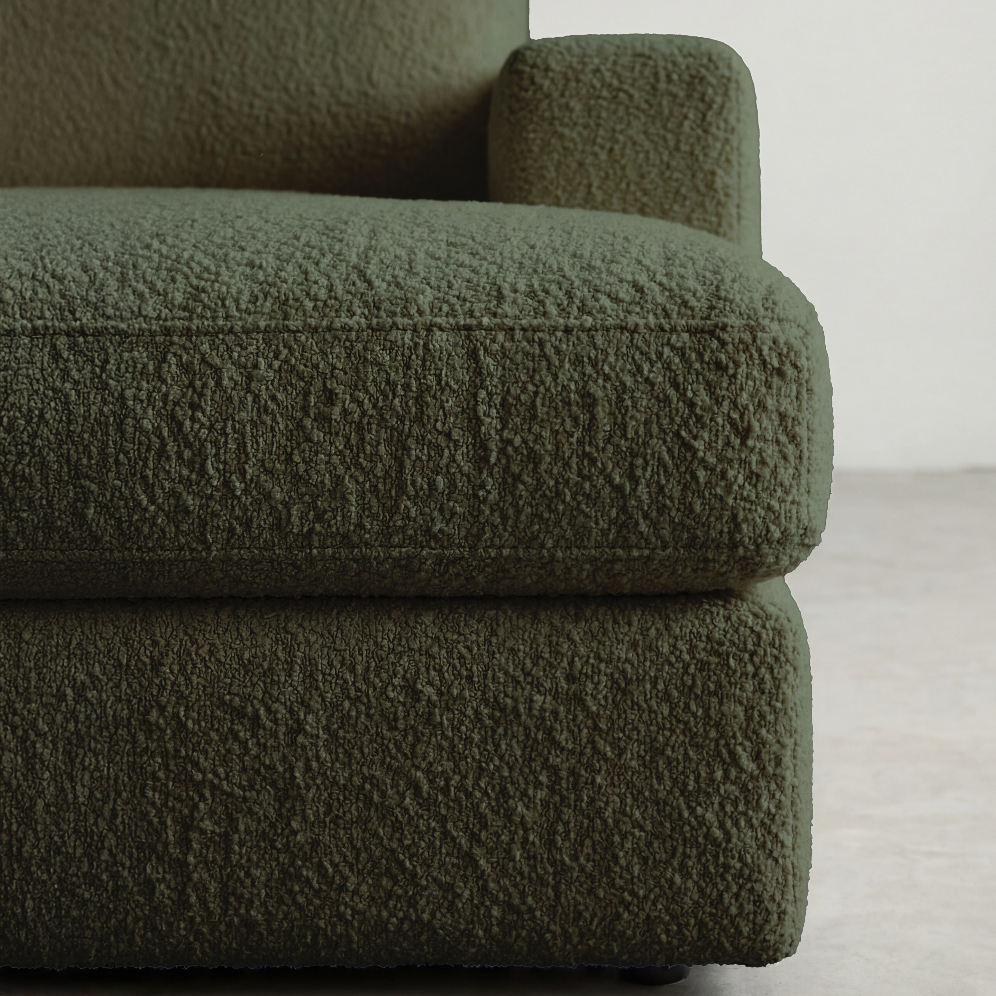 Close-up of cuddle moss fabric texture, showing weave detail