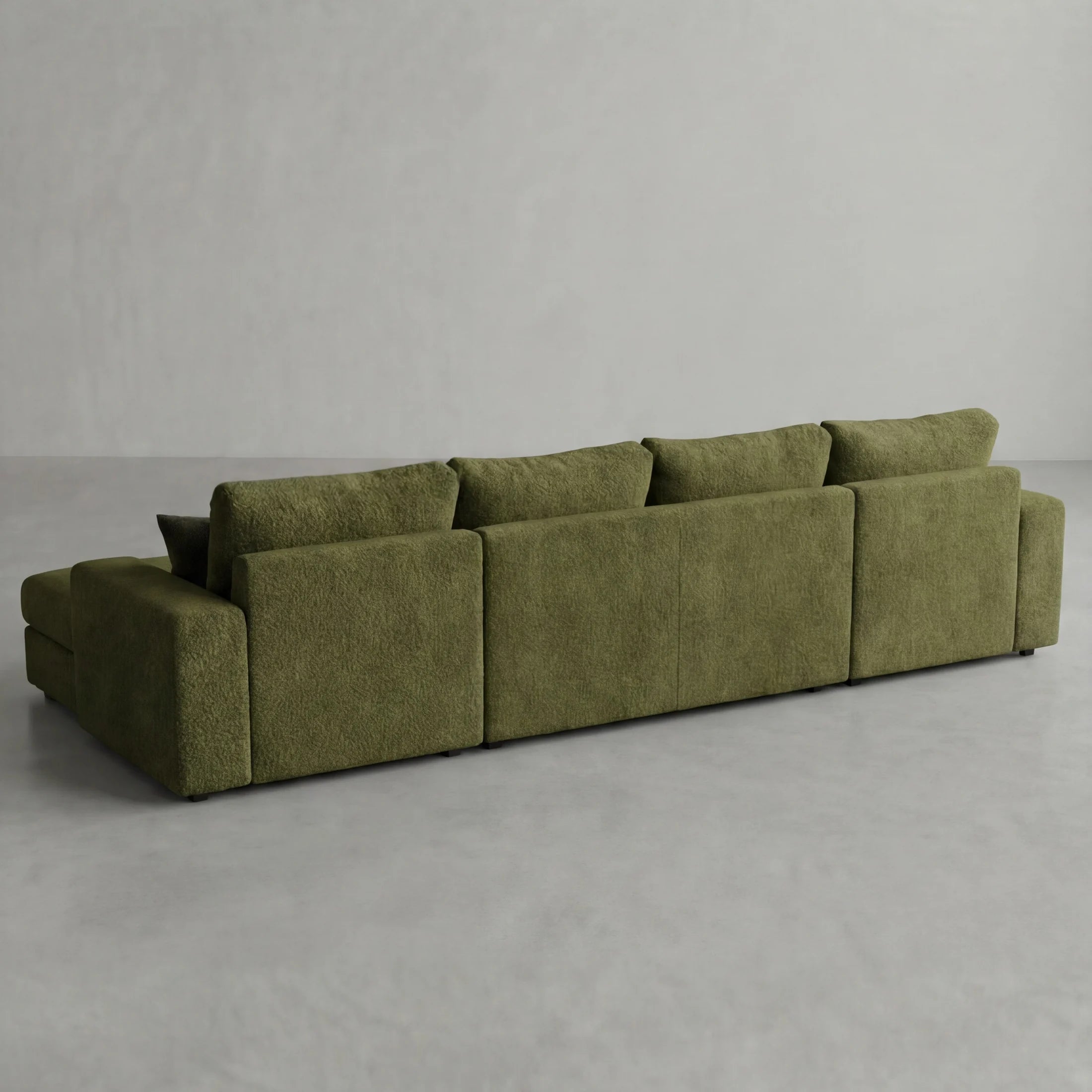 Cuddle Moss Three-Piece Double Chaise Sectional