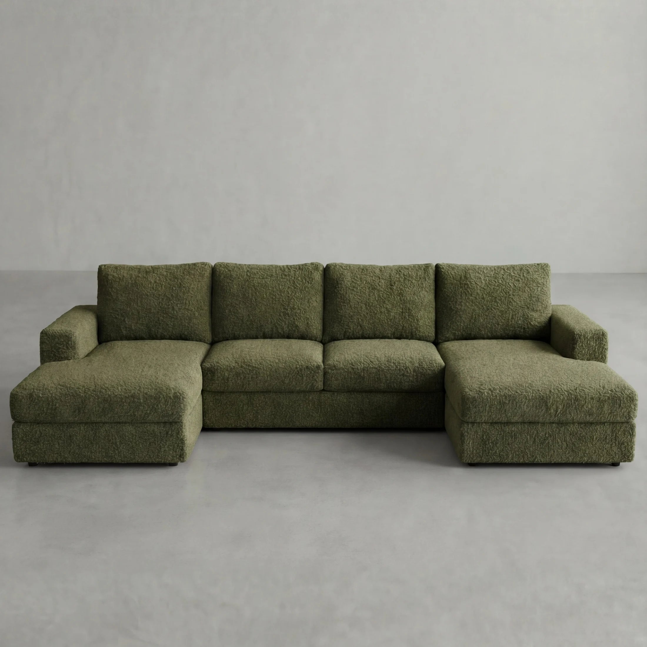 Cuddle Moss Three-Piece Double Chaise Sectional