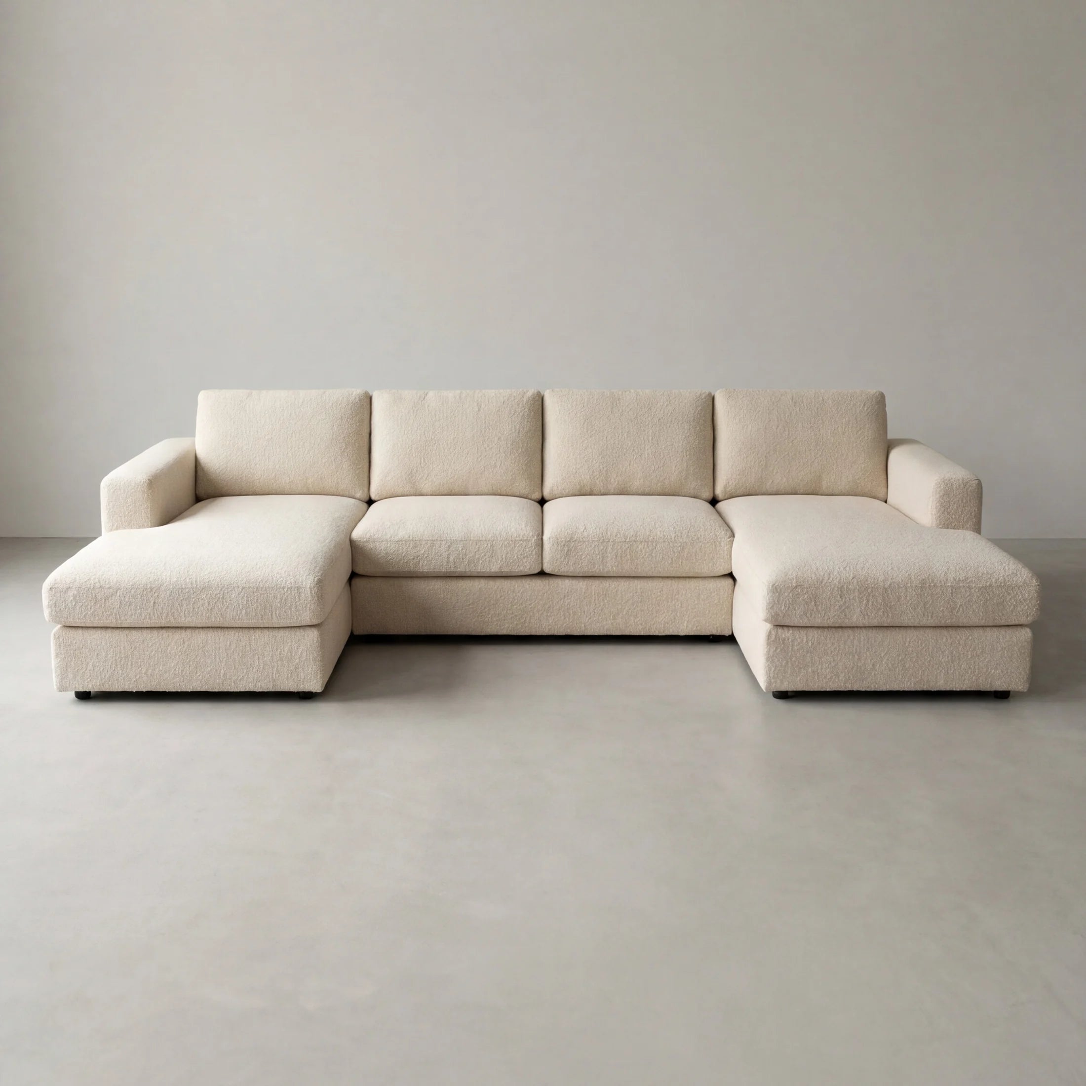 Cuddle Natural Three-Piece Double Chaise Sectional