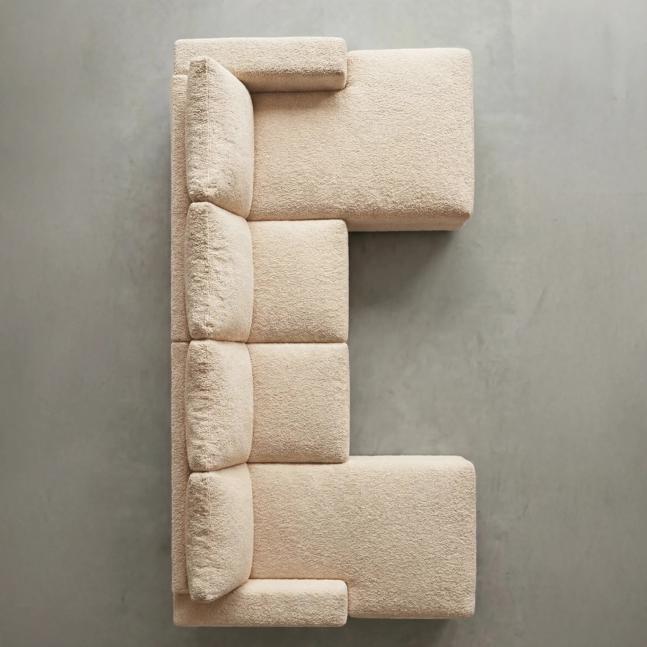 Cuddle Natural Three-Piece Double Chaise Sectional