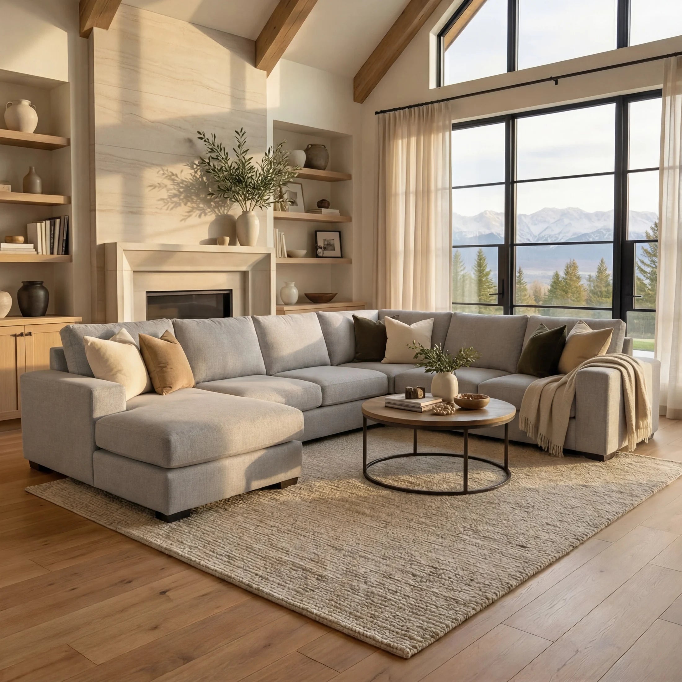 Cuddle Pewter Three-Piece Chaise Sectional