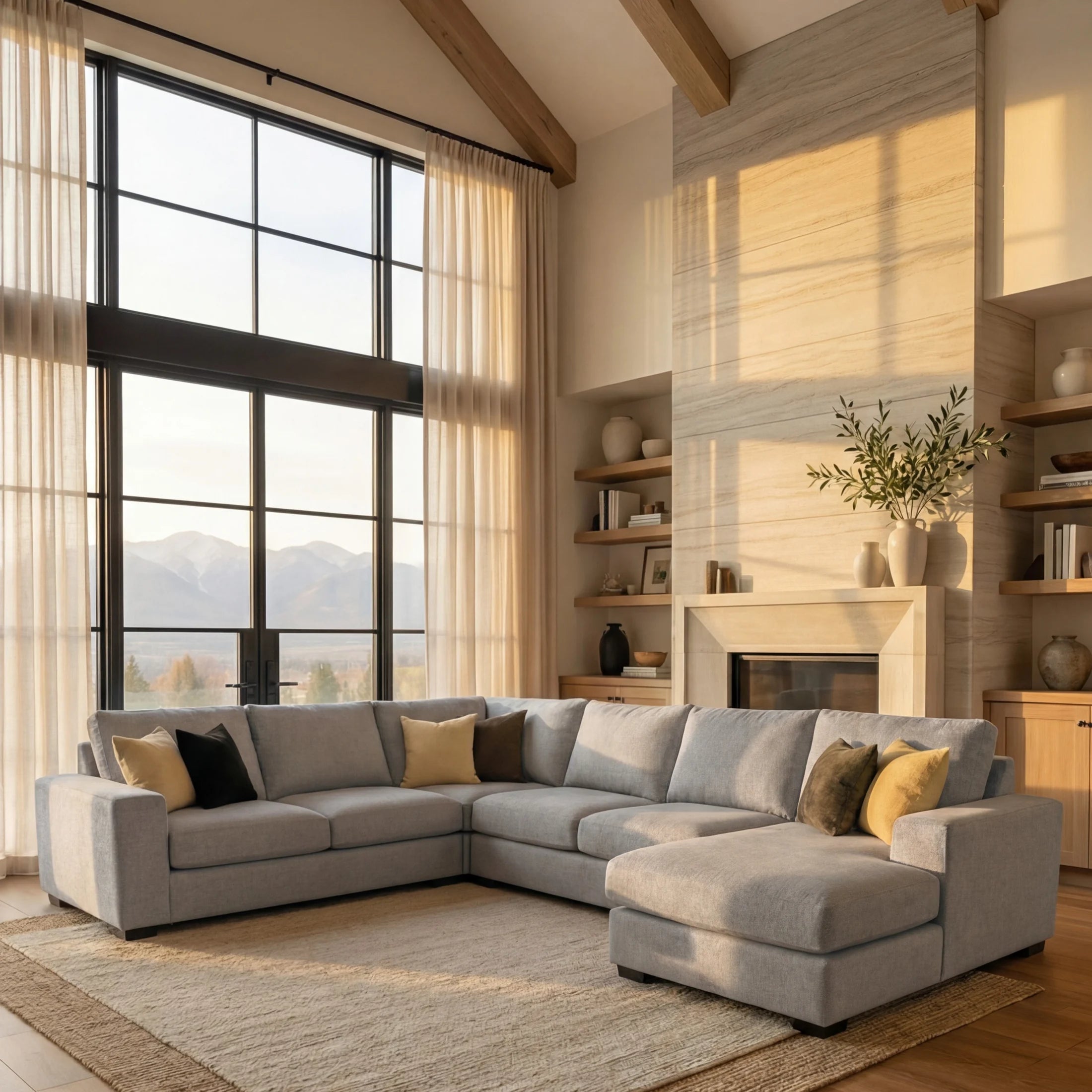 Cuddle Pewter Three-Piece Chaise Sectional