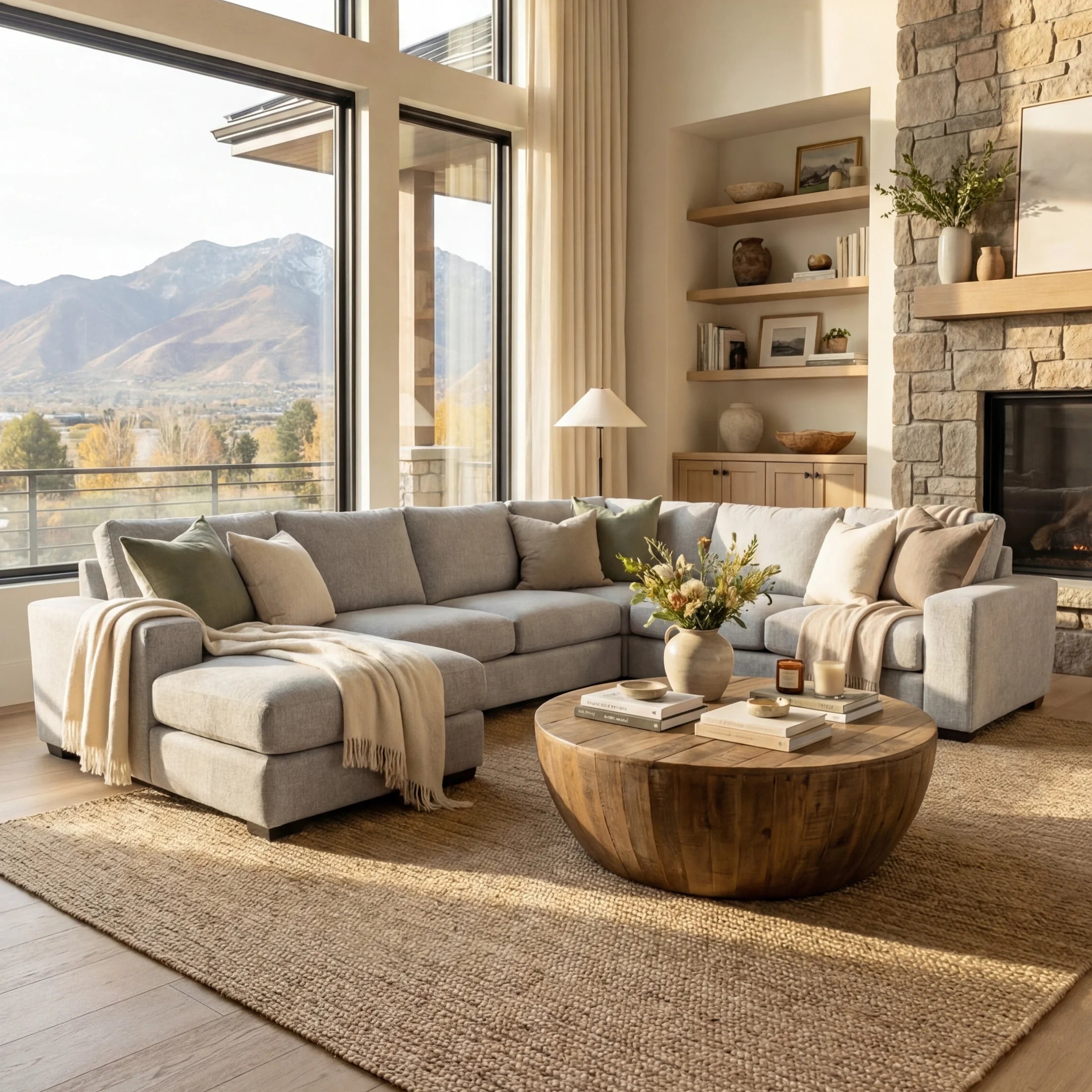 Cuddle Pewter Three-Piece Chaise Sectional