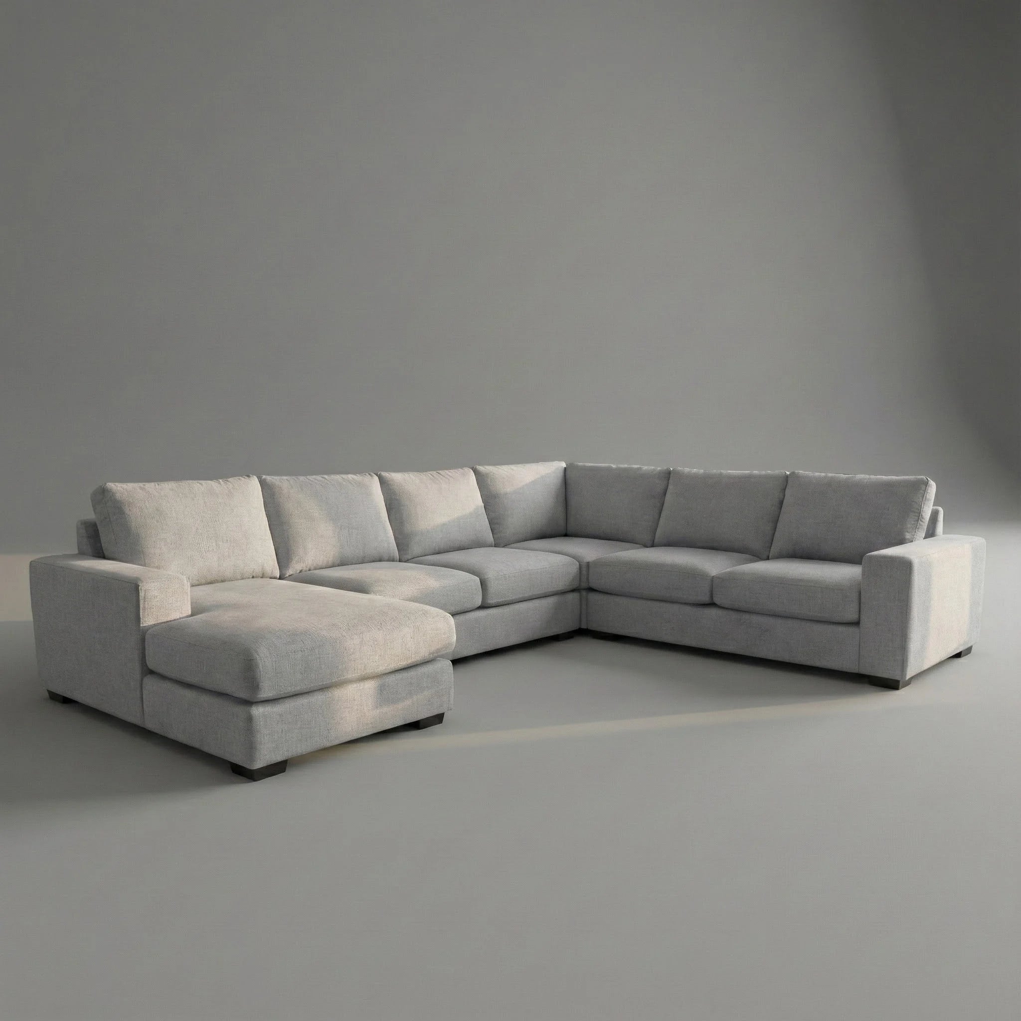Cuddle Pewter Three-Piece Chaise Sectional