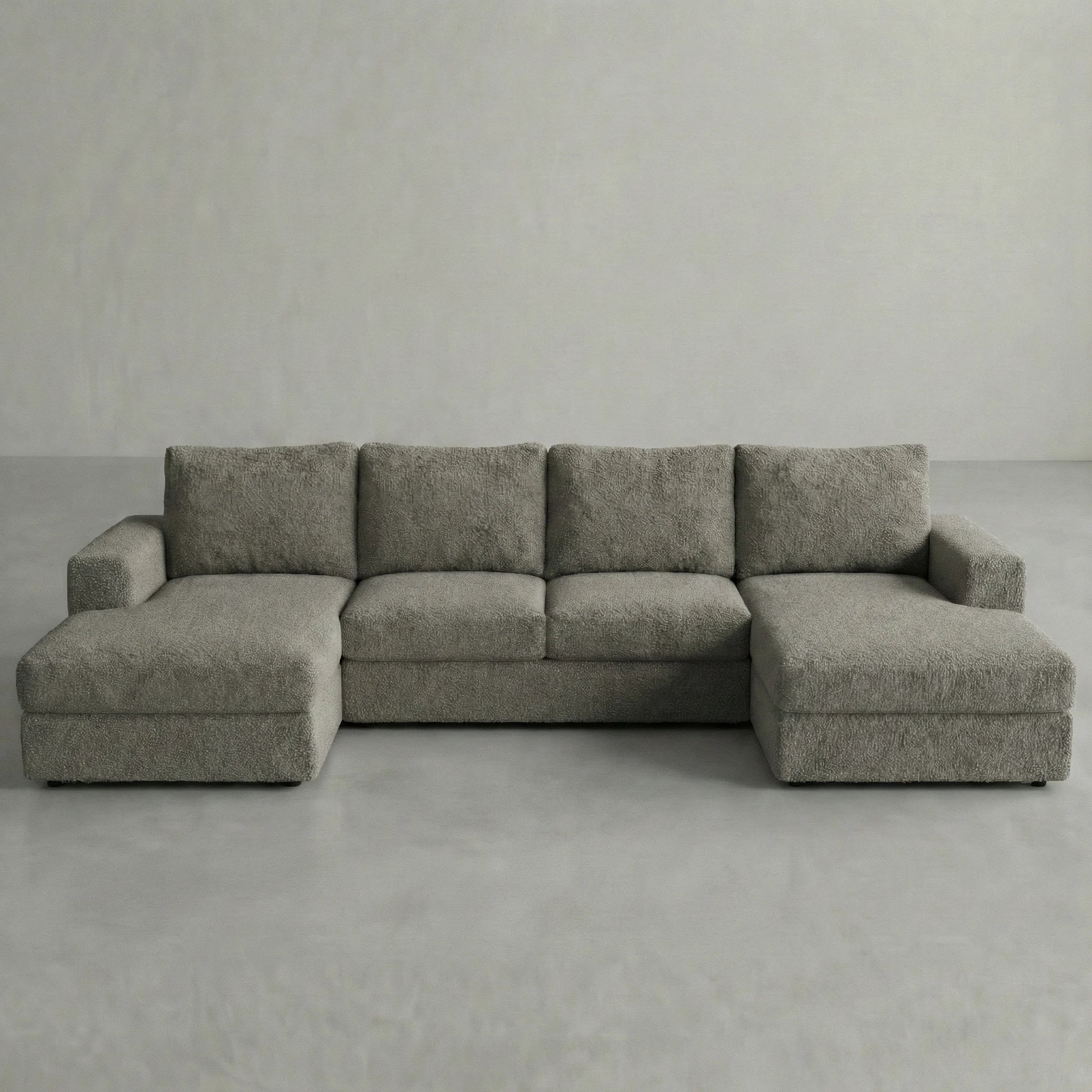 Cuddle Pewter Three-Piece Double Chaise Sectional