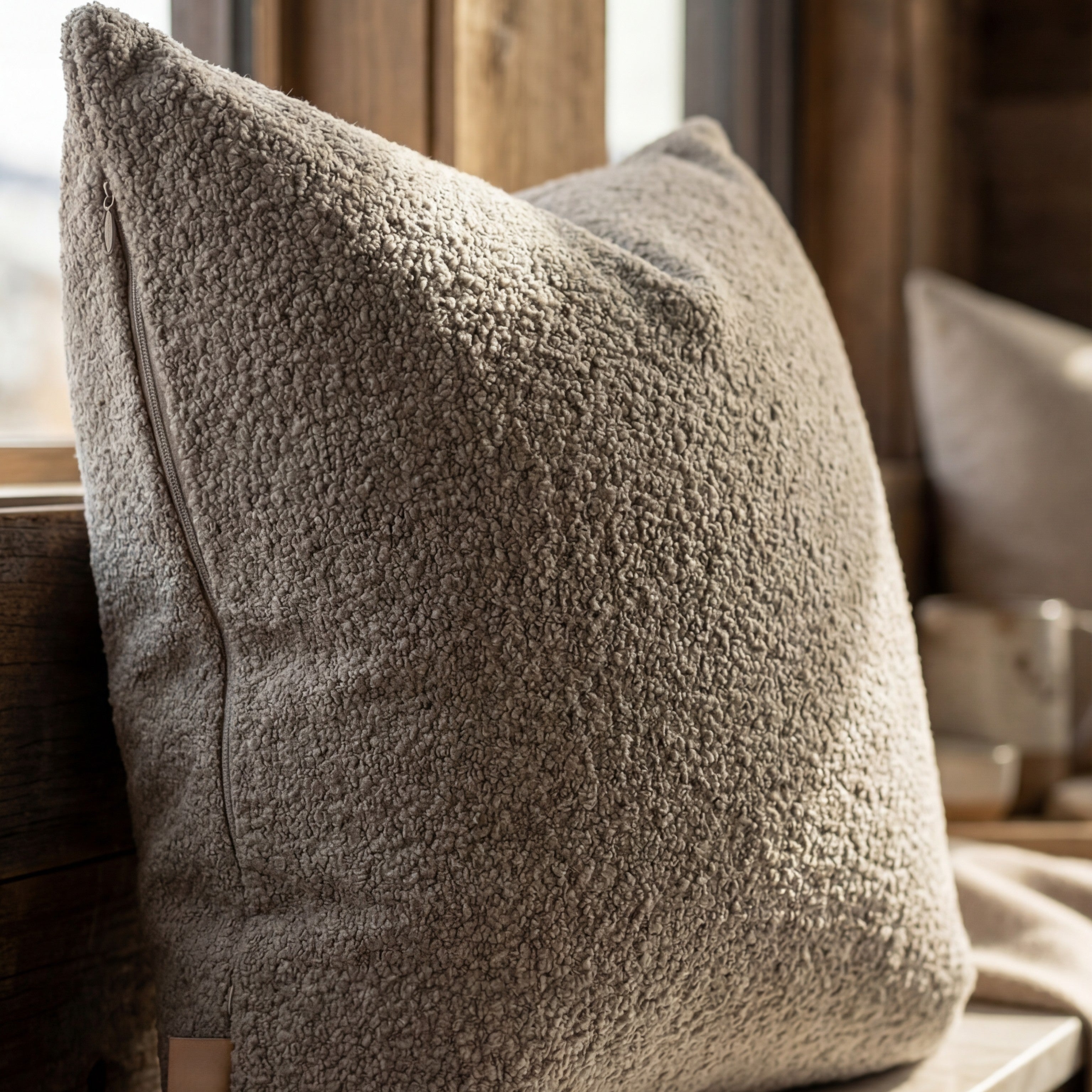 24" Cuddle Bouclé Throw Pillow Pewter