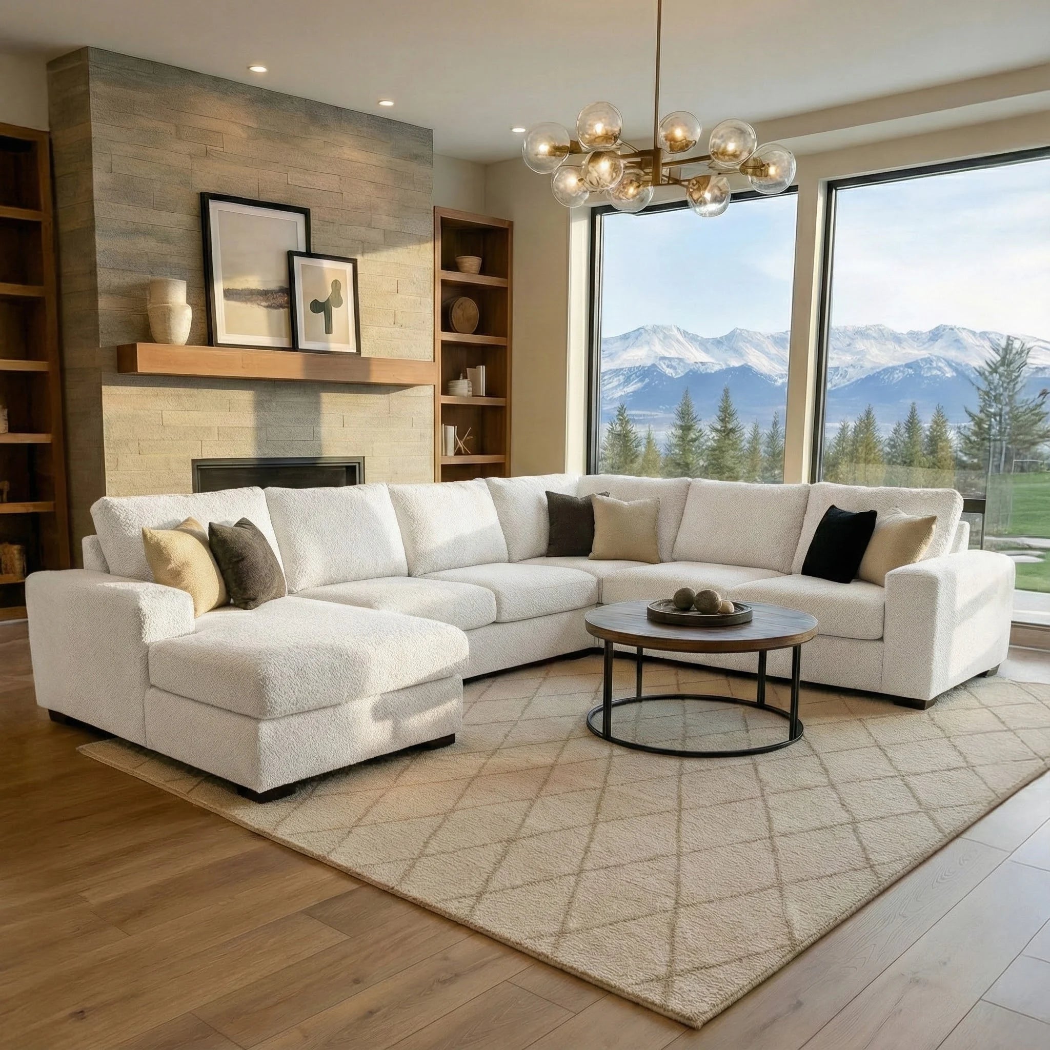 Cuddle Bone Three-Piece Double Chaise Sectional