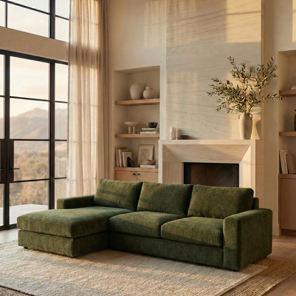 Lucious Spinach Two-Piece Chaise Sectional