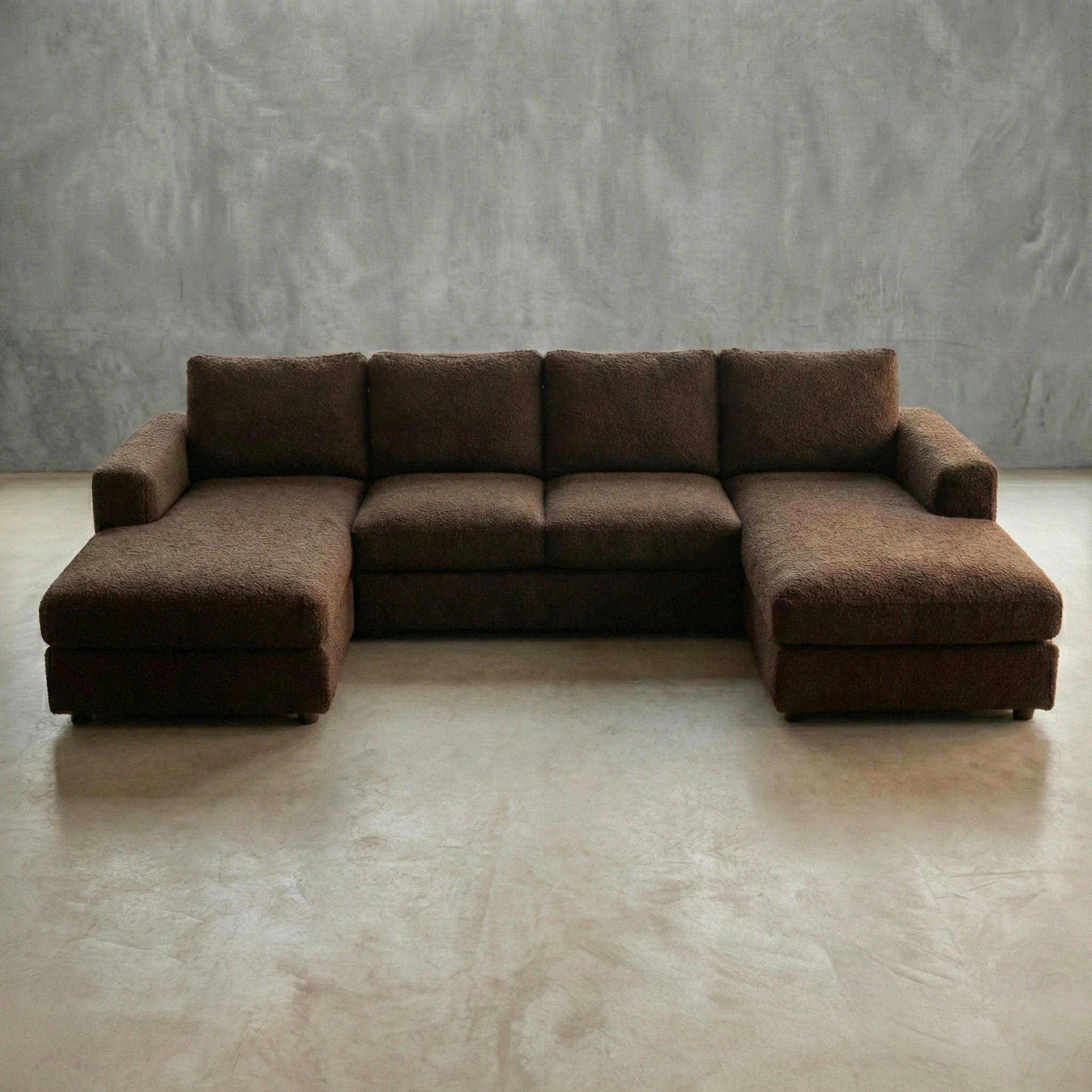 Cuddle Umber Three-Piece Double Chaise Sectional