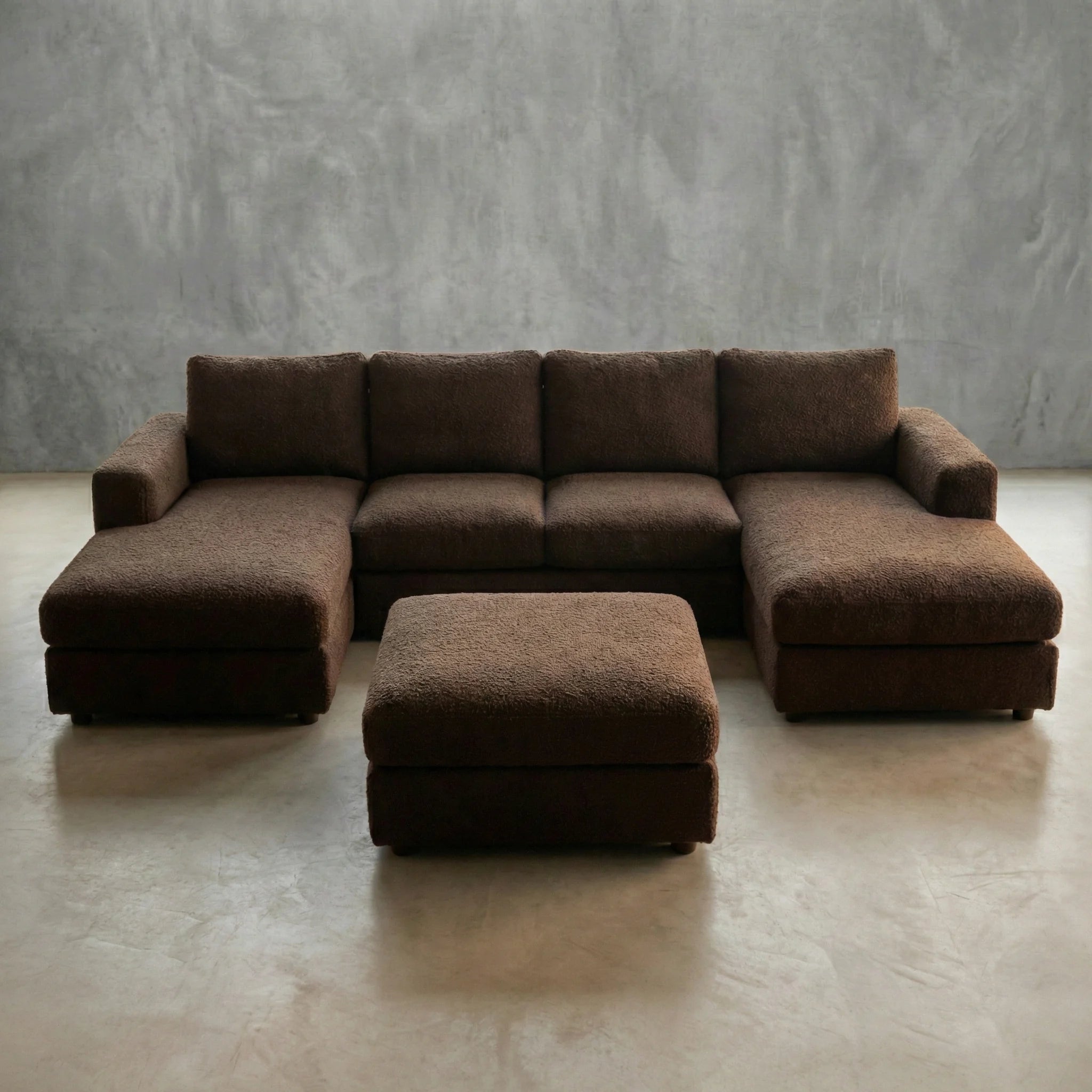 Cuddle Umber Three-Piece Double Chaise Sectional