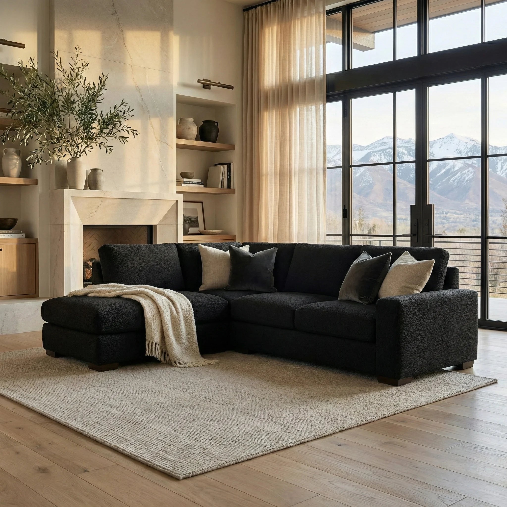 Cuddle Black Veylo Two-Piece Sectional