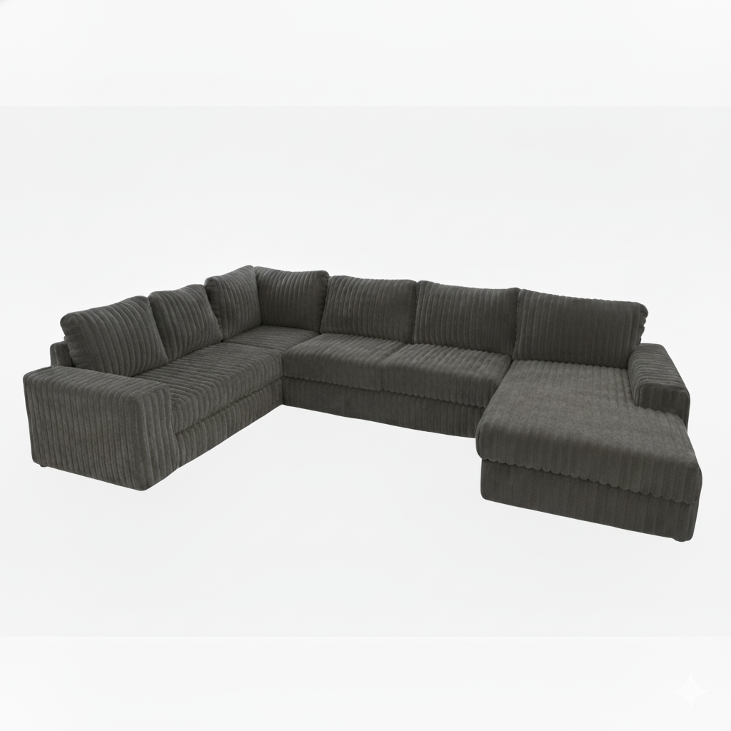 Minky Grey Three-Piece Chaise Sectional