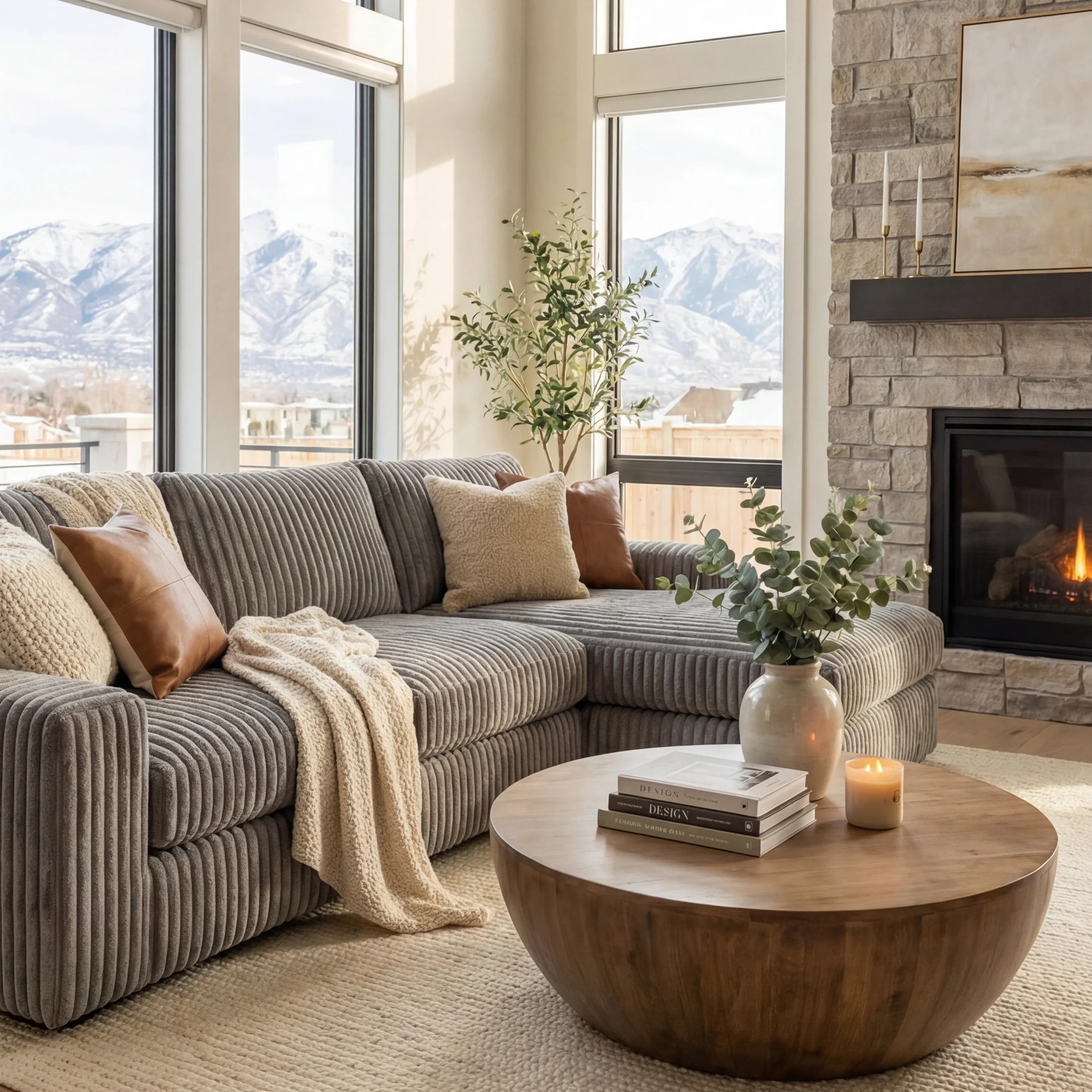 Minky Grey Two-Piece Chaise Sectional