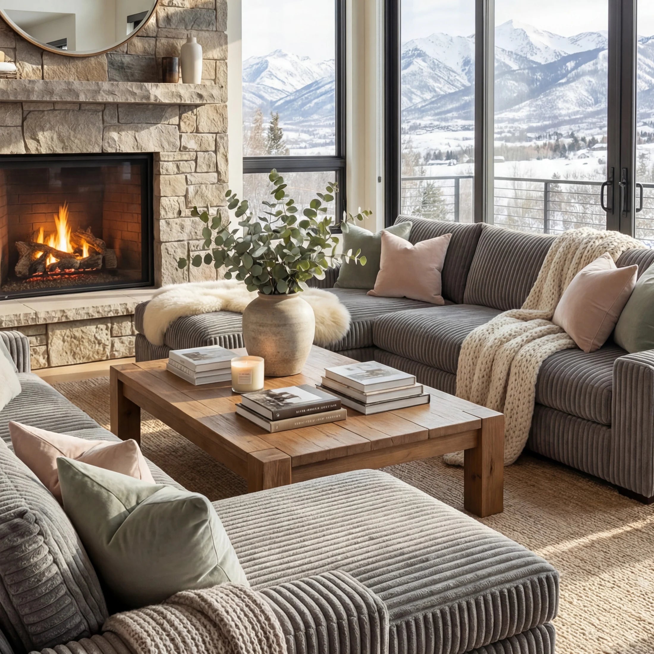 Minky Grey Two-Piece Chaise Sectional
