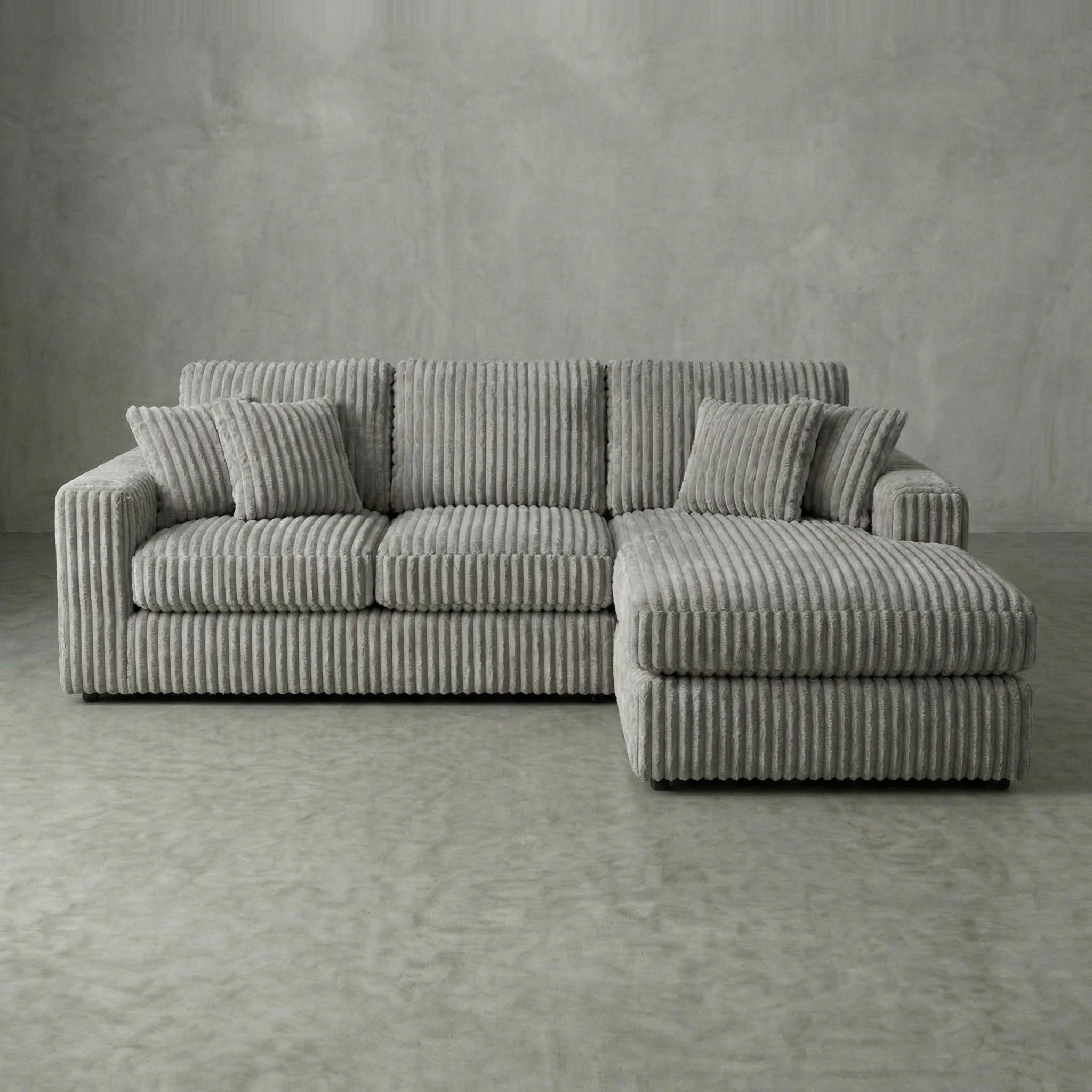 Minky Grey Two-Piece Chaise Sectional