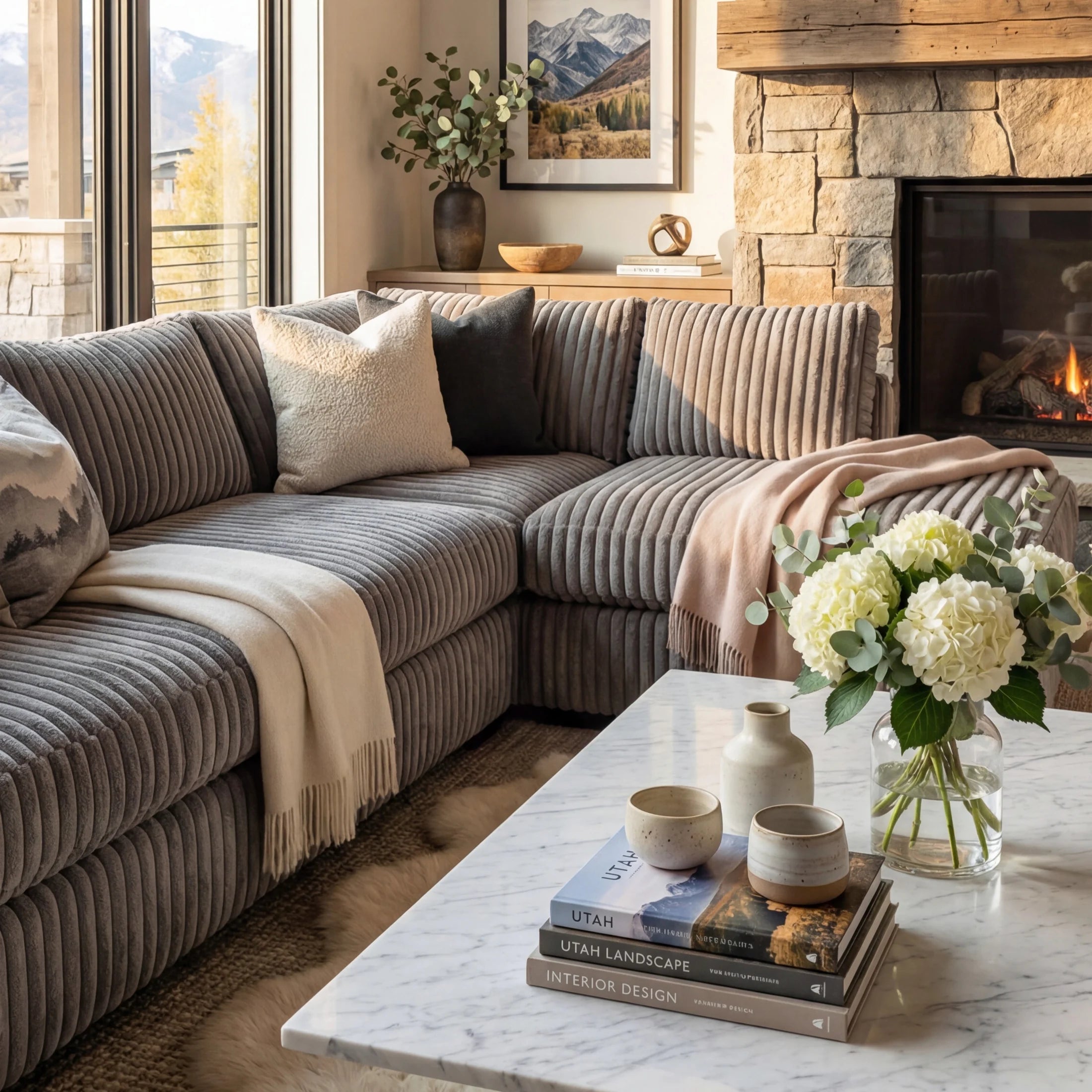 Minky Grey Two-Piece Sectional
