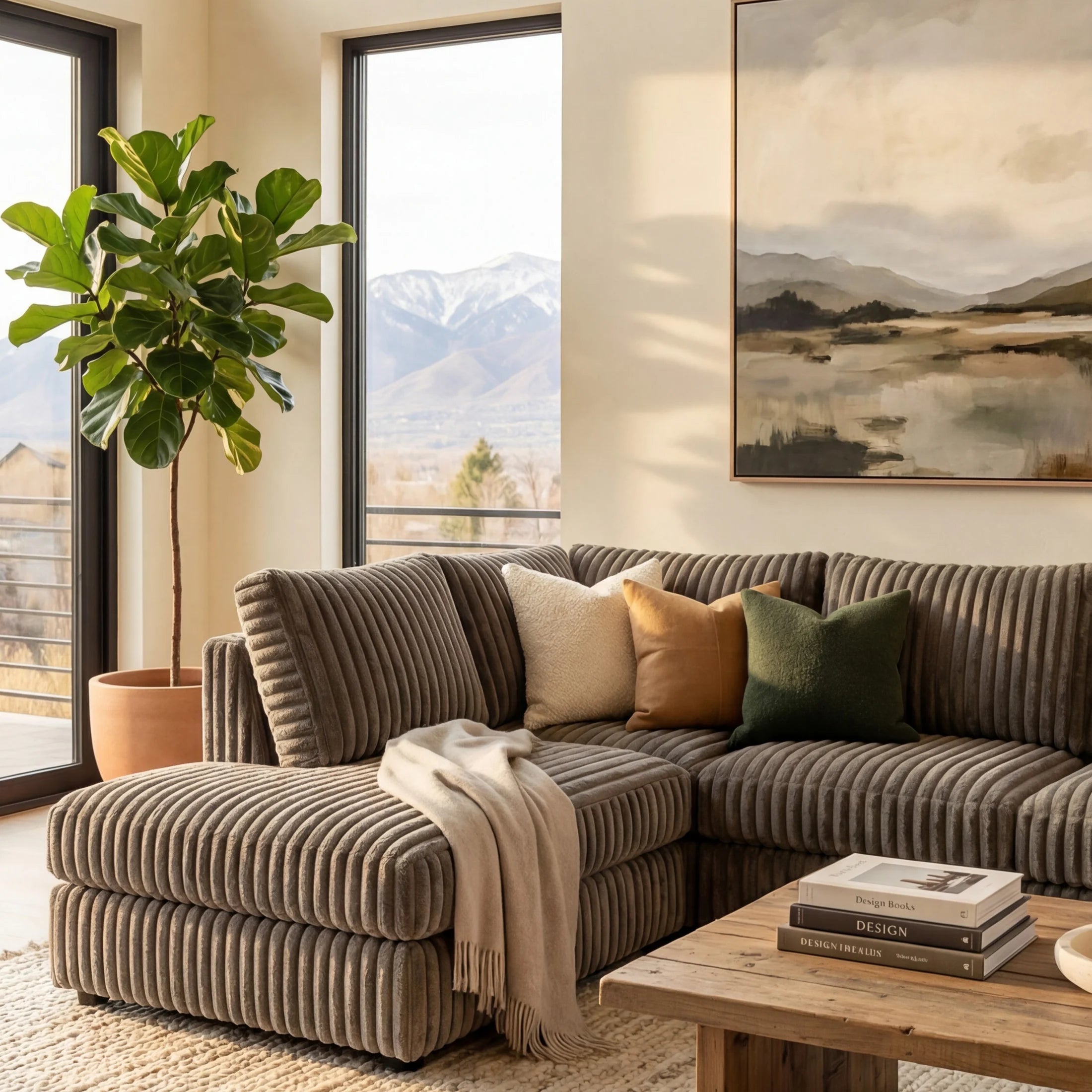 Minky Grey Two-Piece Sectional