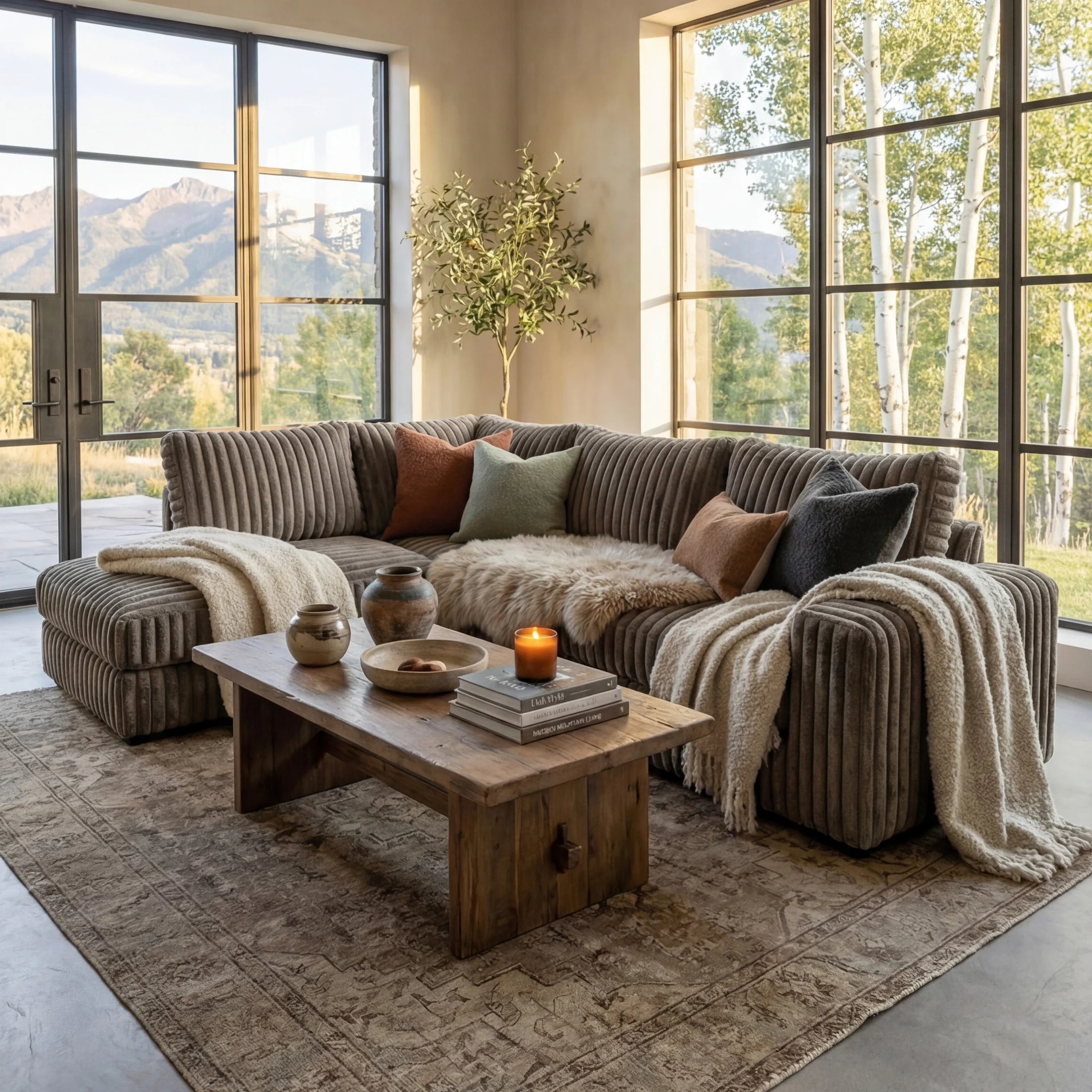 Minky Grey Two-Piece Sectional