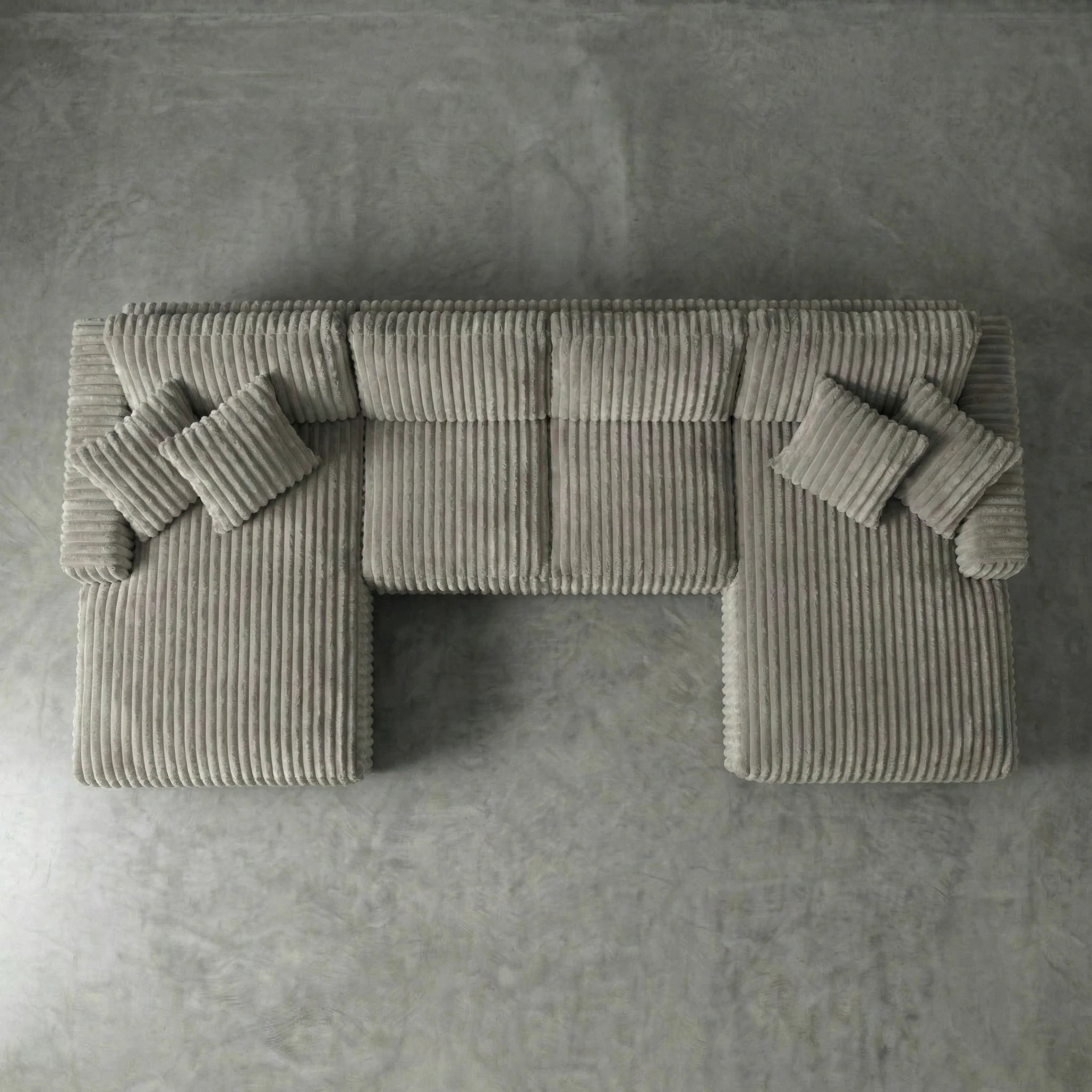 Minky Grey Three-Piece Double Chaise Sectional