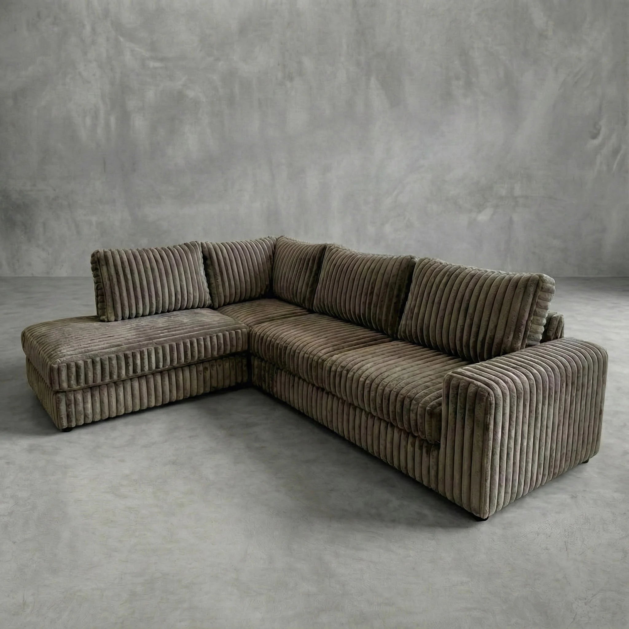 Minky Grey Two-Piece Sectional