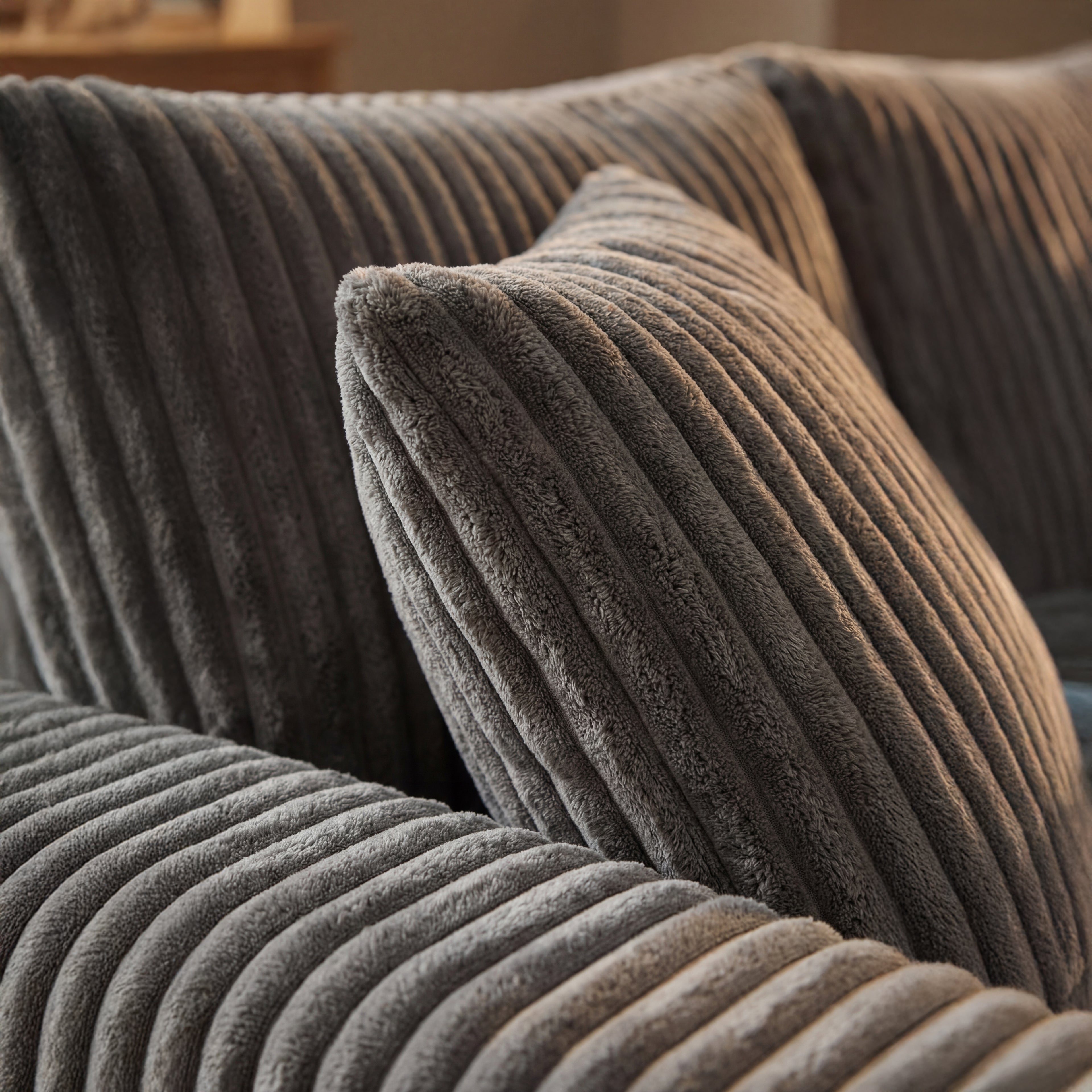 Minky Grey Three-Piece Sectional