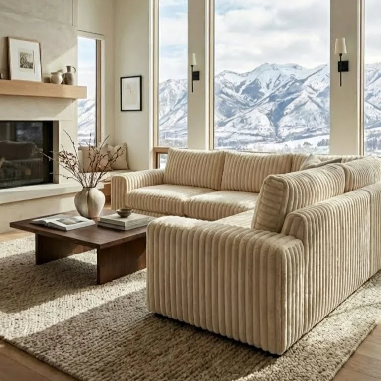 Minky Cream Three-Piece Sectional