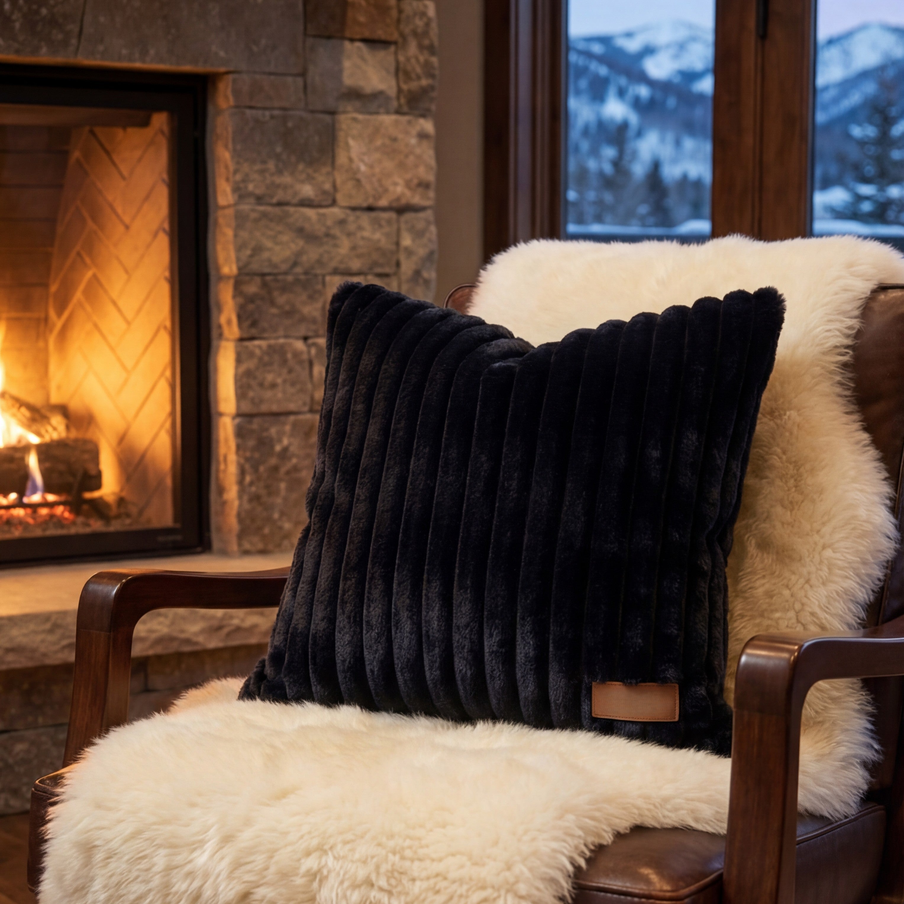 24" Minky Black Throw Pillow