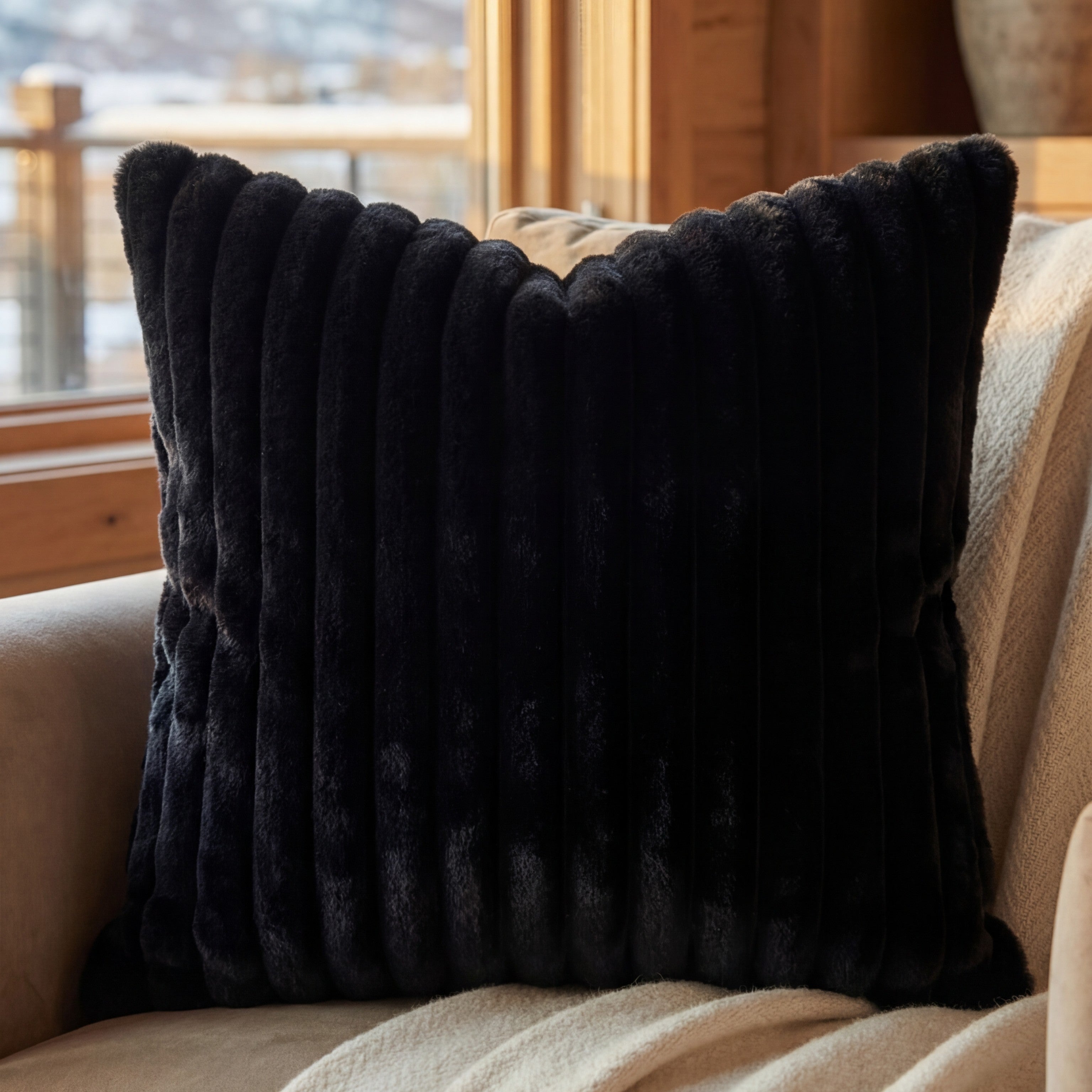 24" Minky Black Throw Pillow