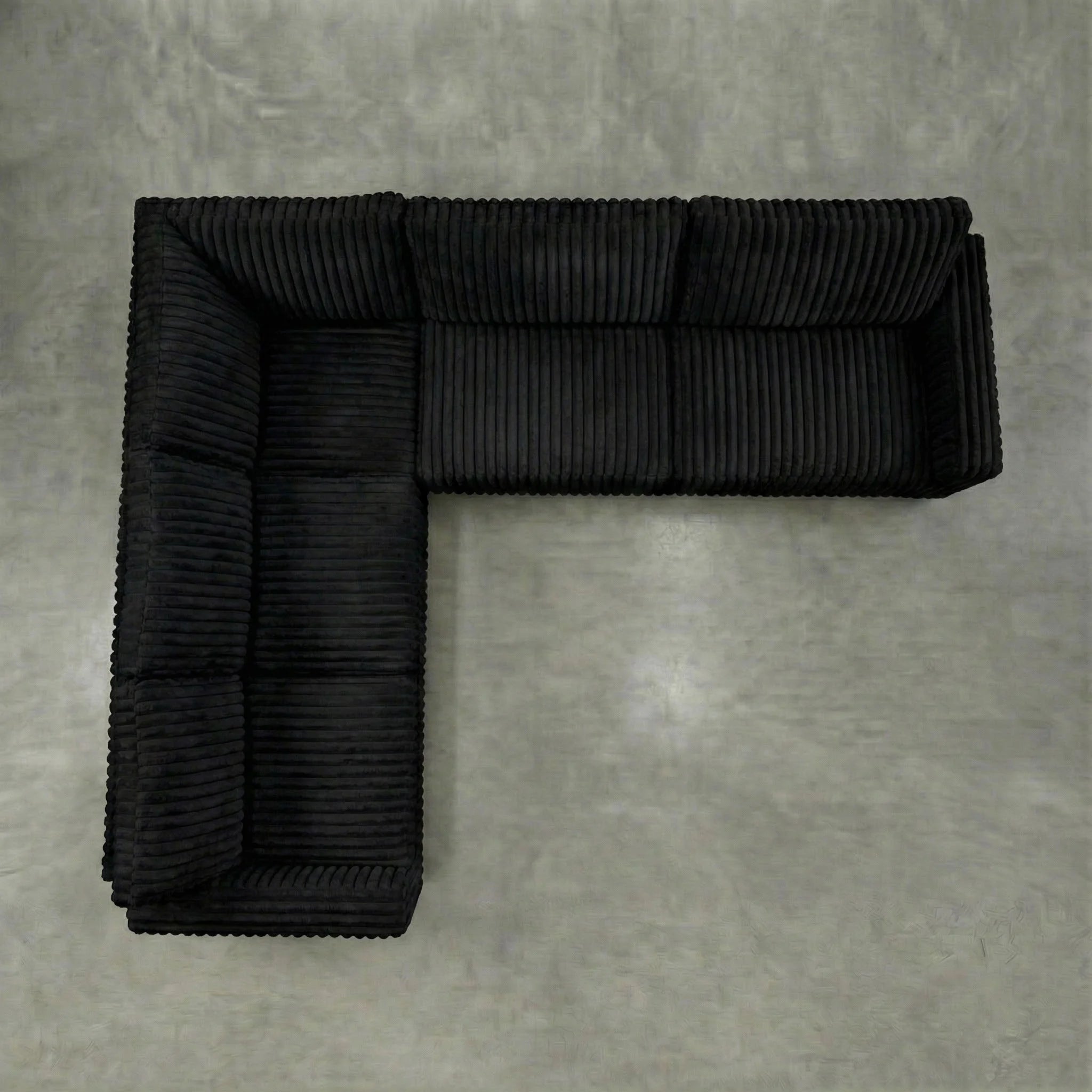Minky Black Three-Piece Sectional