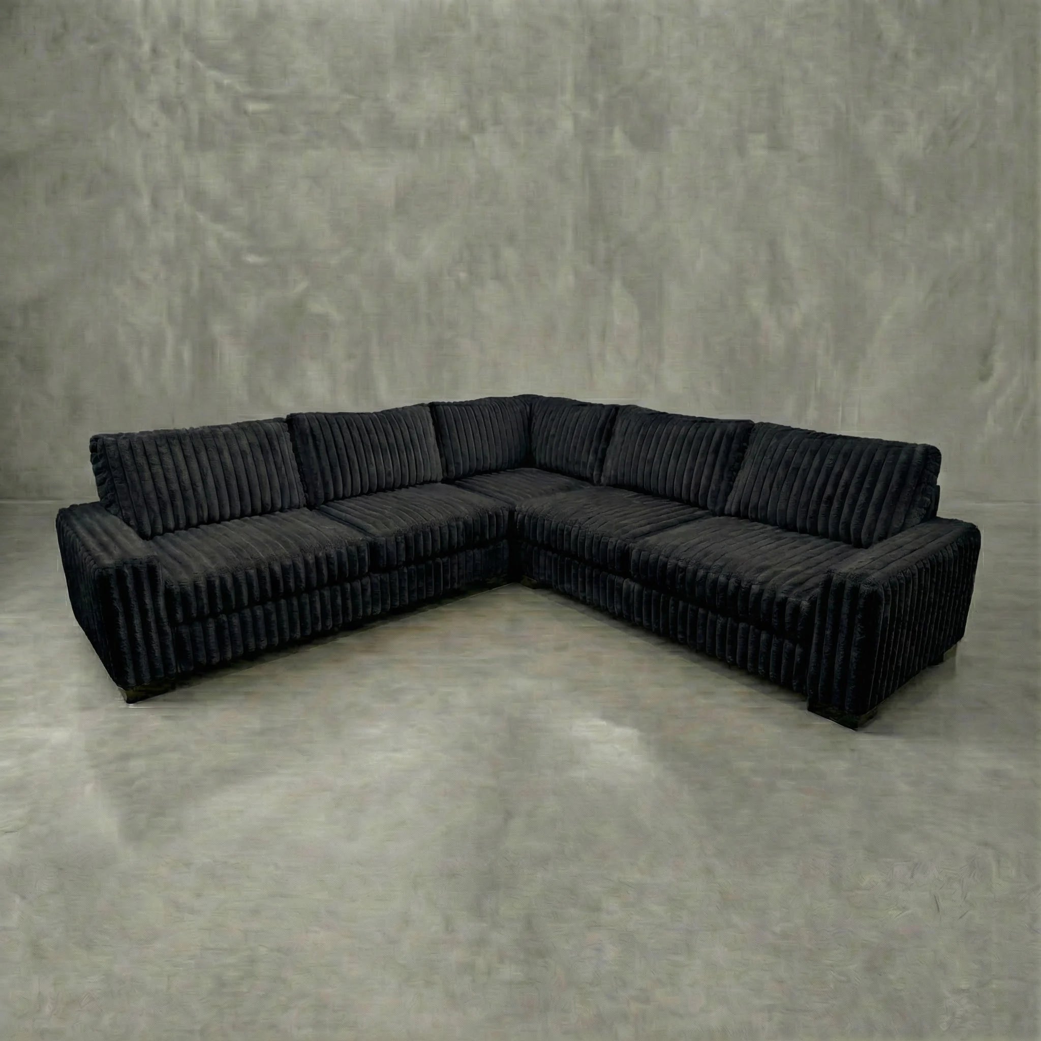 Minky Black Three-Piece Sectional