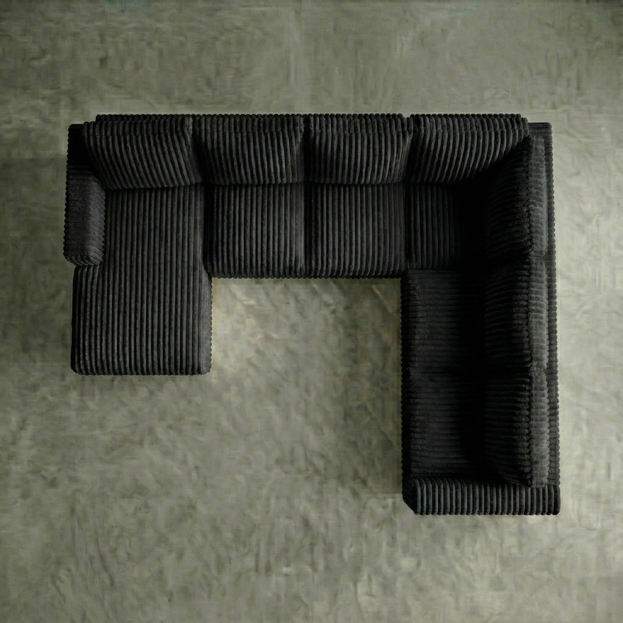 Minky Black Three-Piece Chaise Sectional