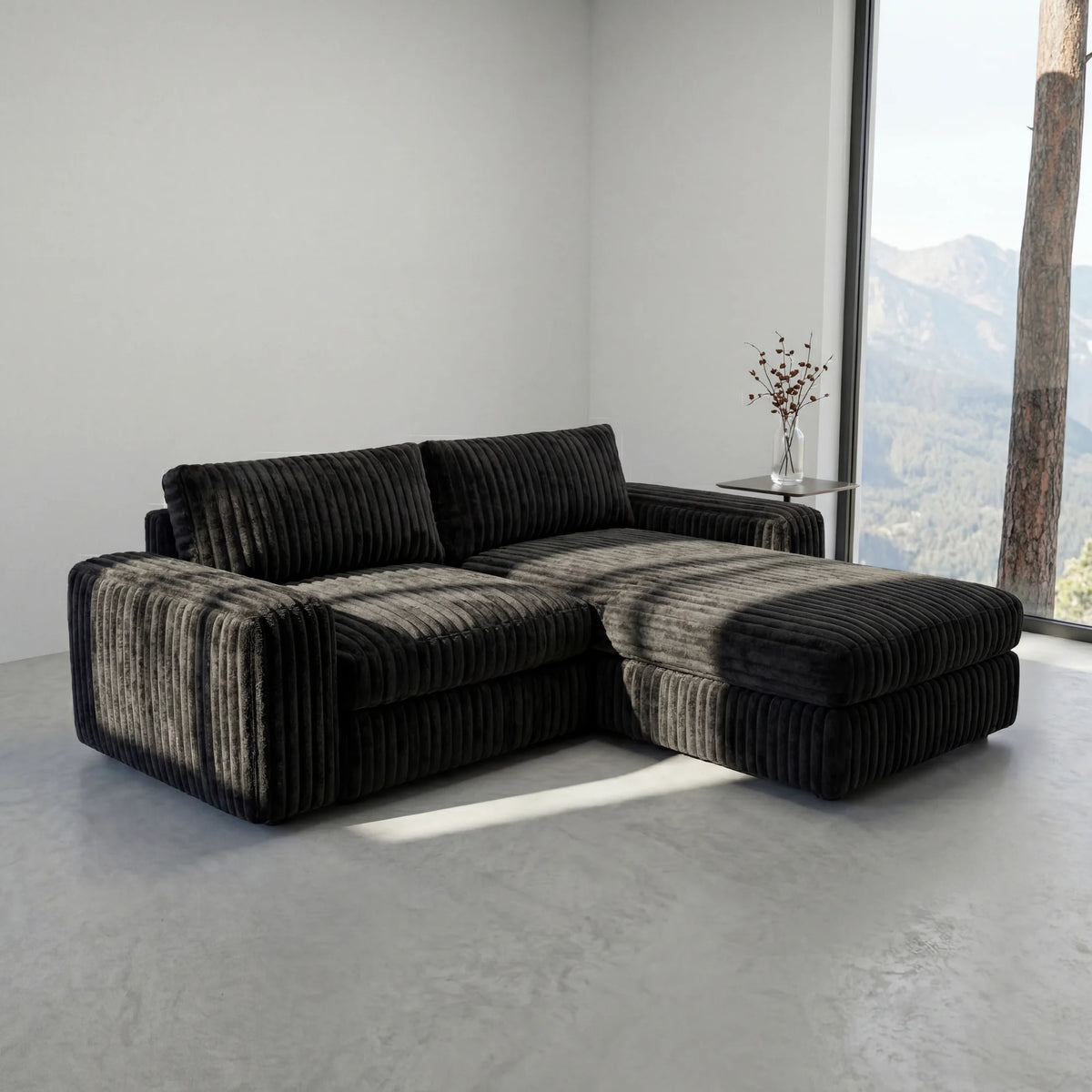 Minky Black Modular Ottoman
