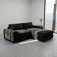 Minky Black Modular Ottoman