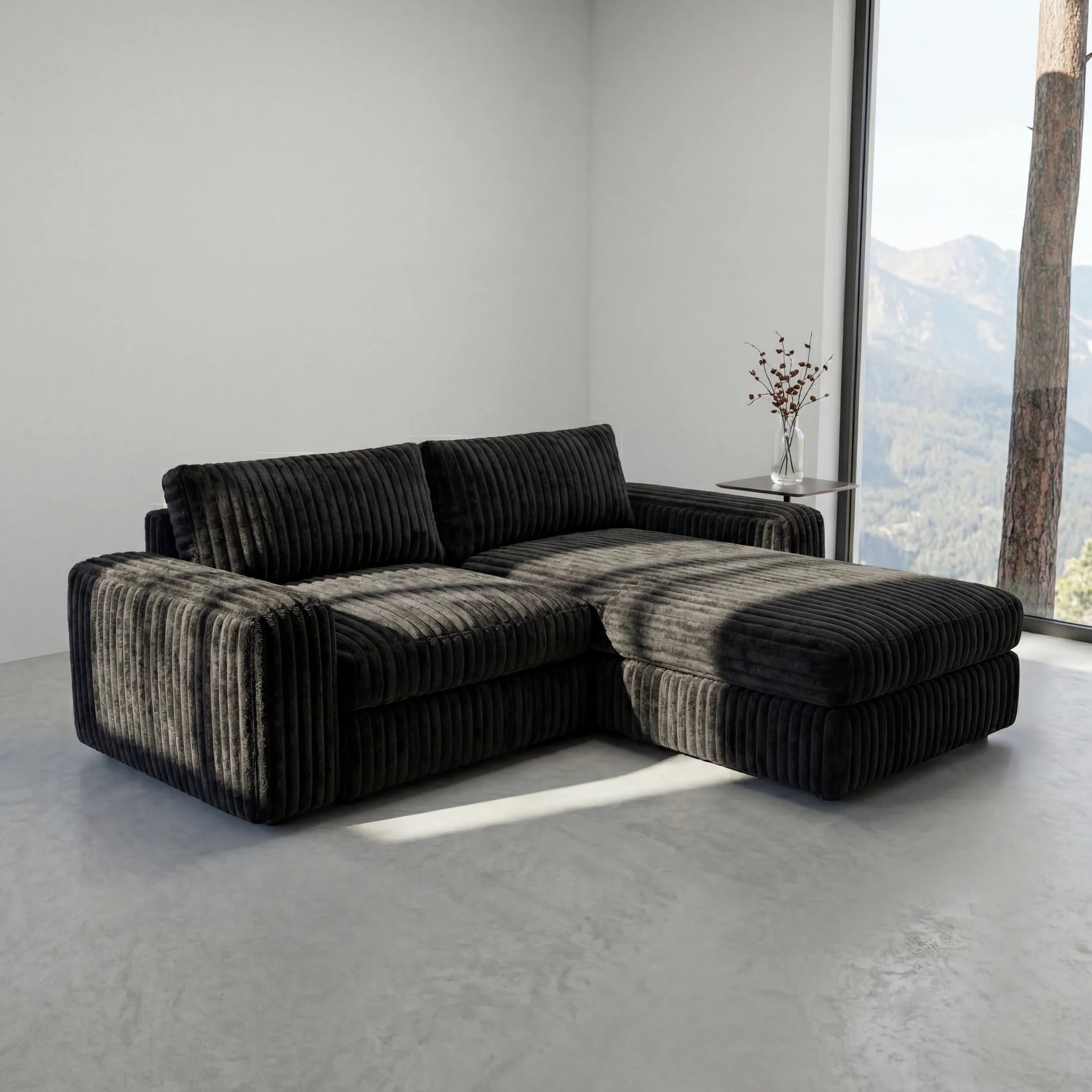 Minky Black Modular Ottoman